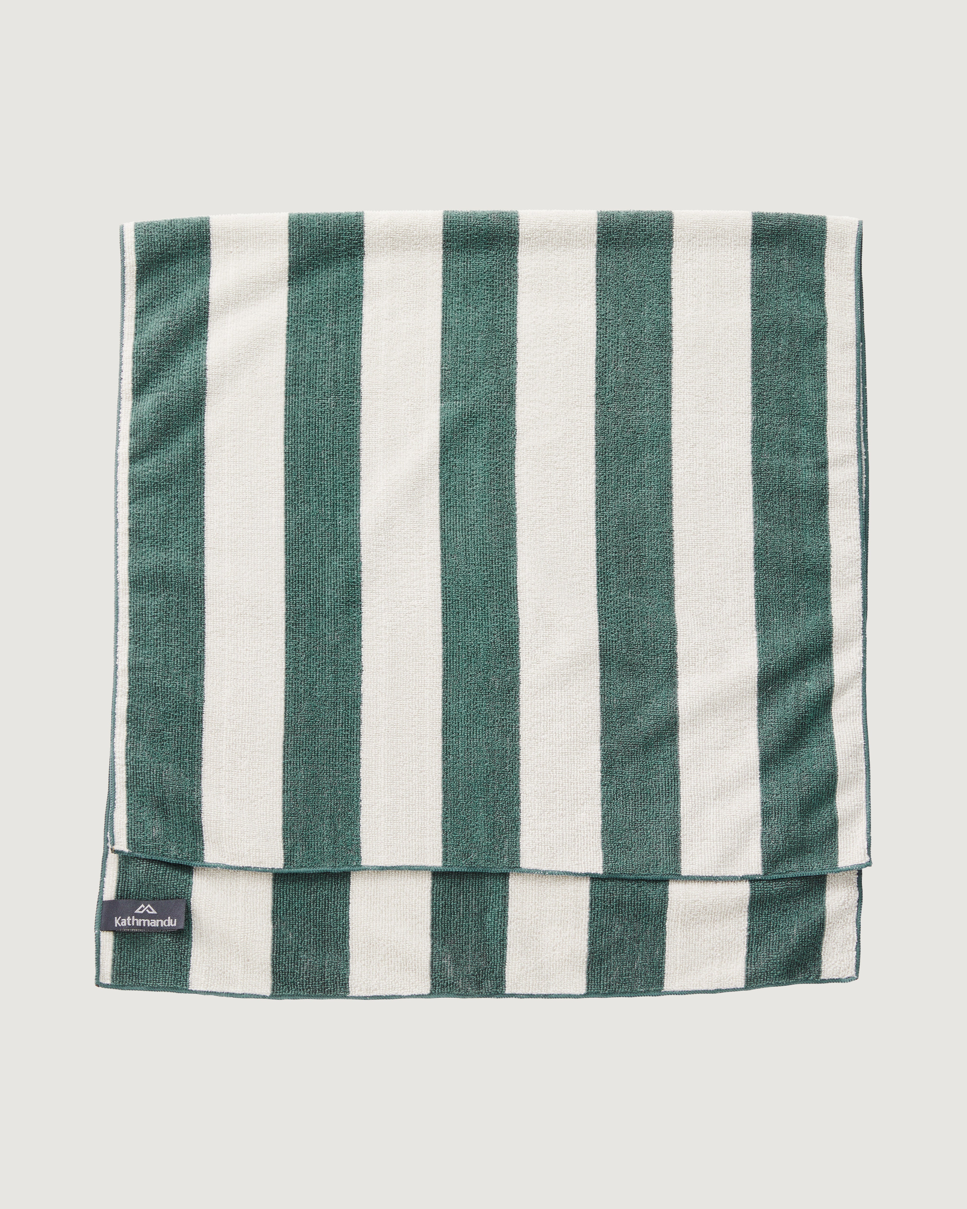 Premium Microfiber Towel Large - Ultra Absorbent, Quick Dry, Silver Grey/Dark Spruce Stripe - Perfect for Gym, Beach, Travel & Spa