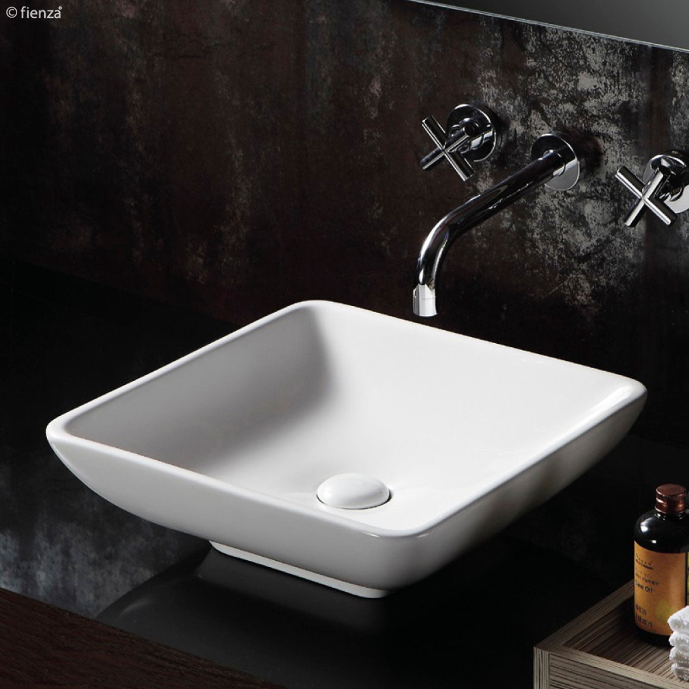 Fienza TR4322 Evie White Above Counter Bathroom Sink - Modern Ceramic Vessel Basin for Vanity, Powder Room & Guest Bathroom