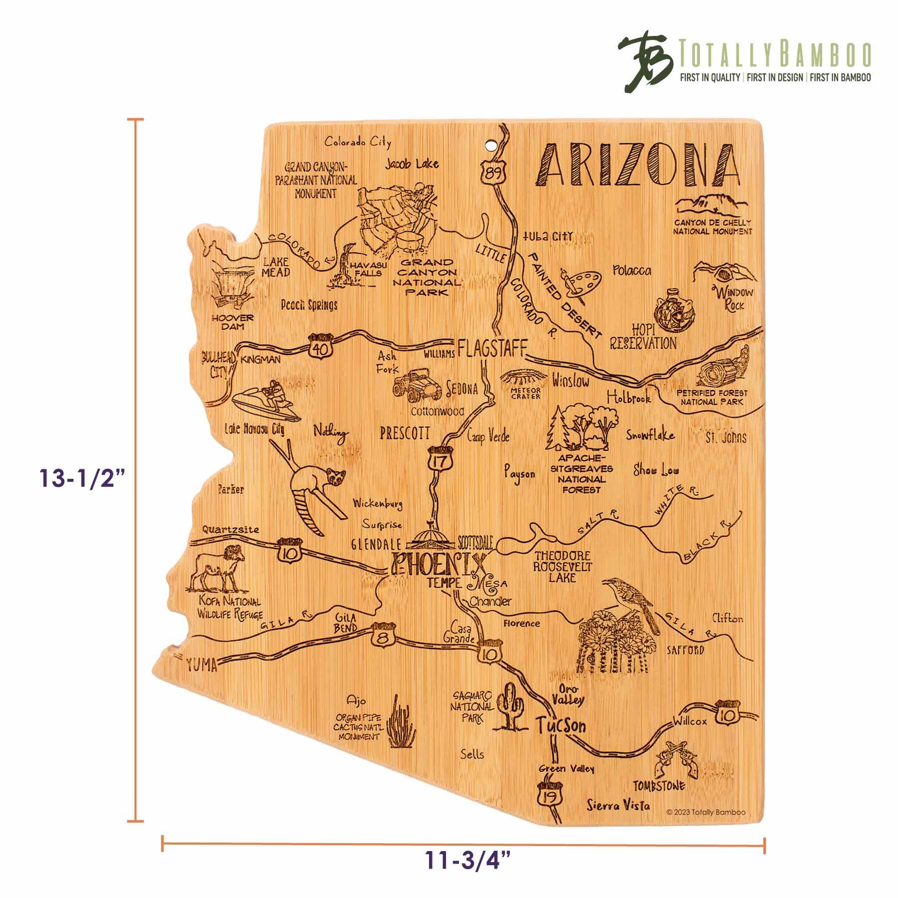 Premium Arizona-Themed Wooden Cutting Board - 13.5