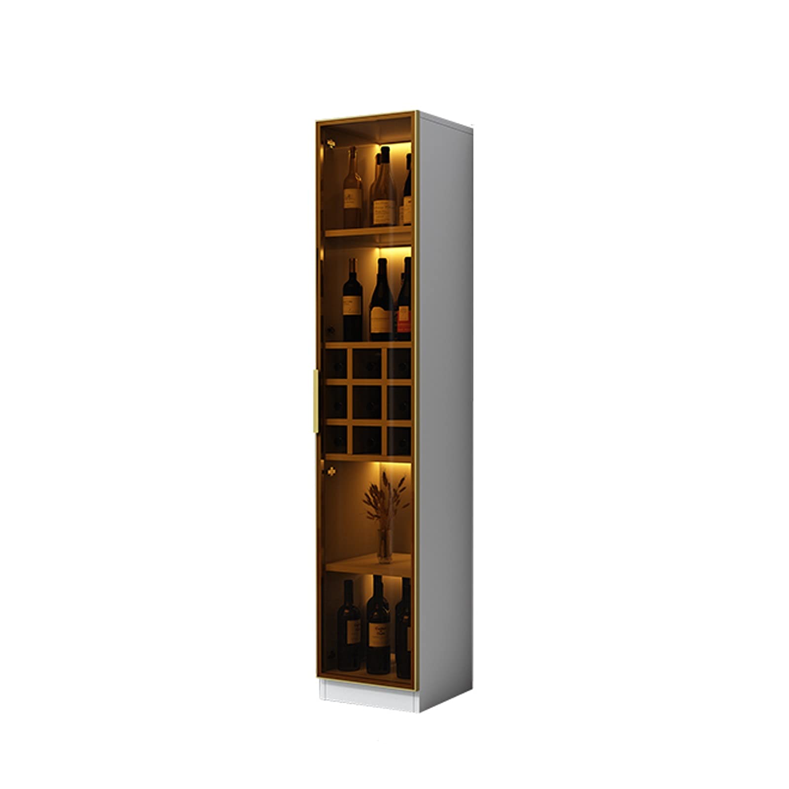 Solid Wood Wine Storage Cabinet - Modern Minimalist Glass Door Wine Rack for Living Room, Dining Room & Home Bar - Wall Mounted Wine Display Cabinet for Wine Bottles & Glassware Organization