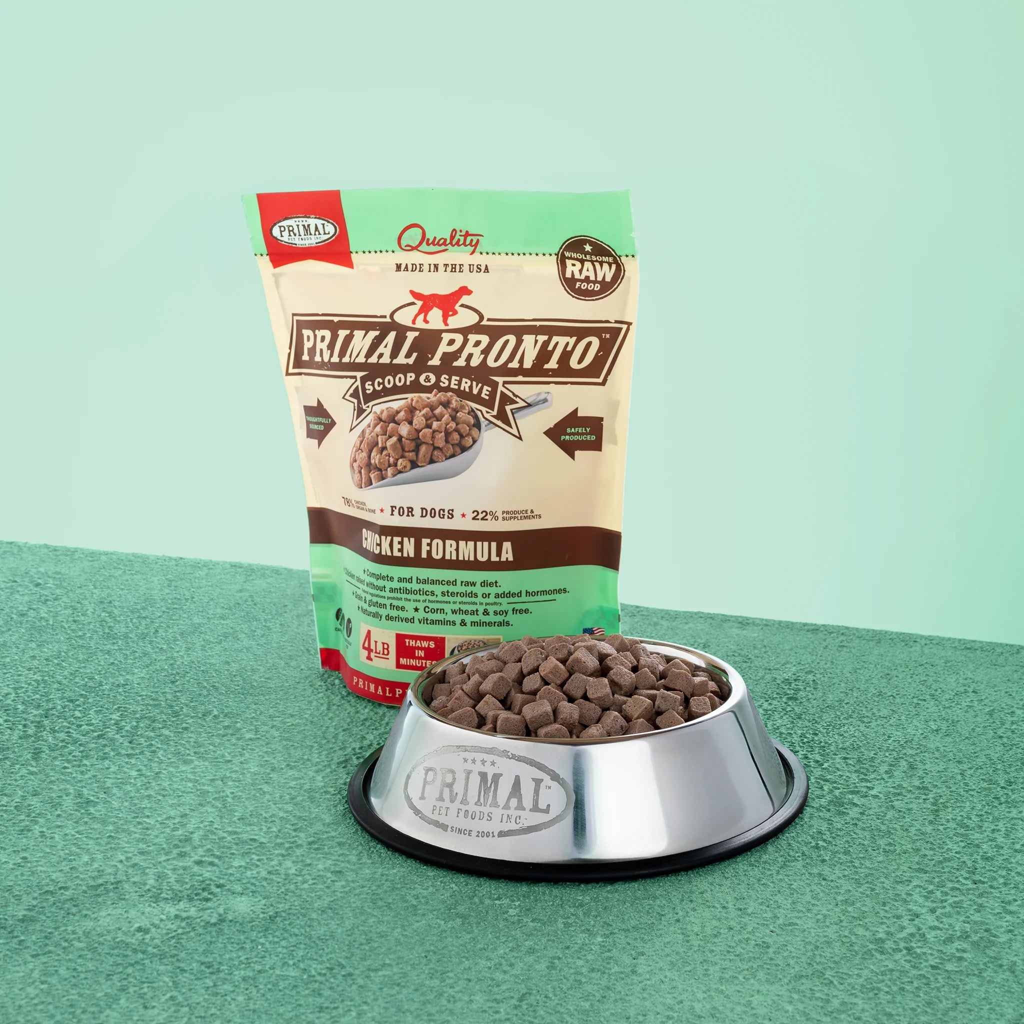 Primal Raw Frozen Pronto Chicken Formula Dog Food - High Protein Grain-Free Freeze-Dried Raw Diet for Dogs - Perfect for Active Pets & Training Treats