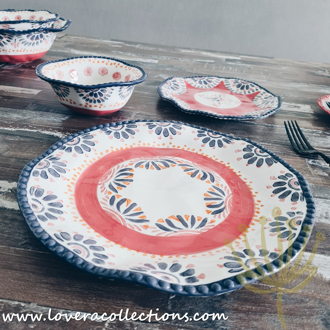 Afrocentric Red Dinnerware & Serveware Set - Elegant African-Inspired Plates, Bowls & Serving Dishes for Stylish Dining & Entertaining | Perfect for Dinner Parties, Holidays & Cultural Celebrations