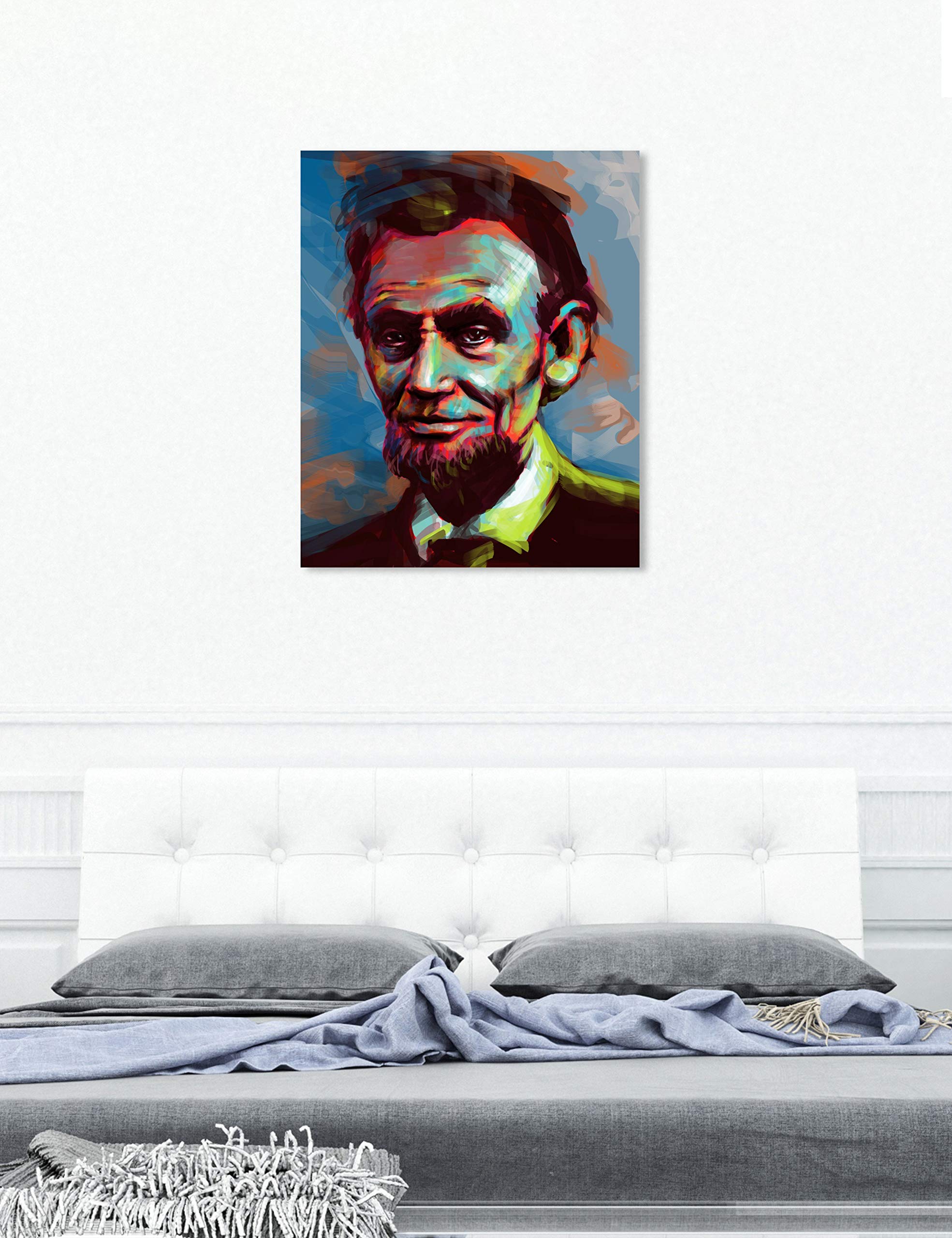 Oliver Gal Artist Co. Lincoln Portrait Wall Art Canvas Print - 13x16 Inch Blue & Green Home Decor for Living Room, Bedroom & Office