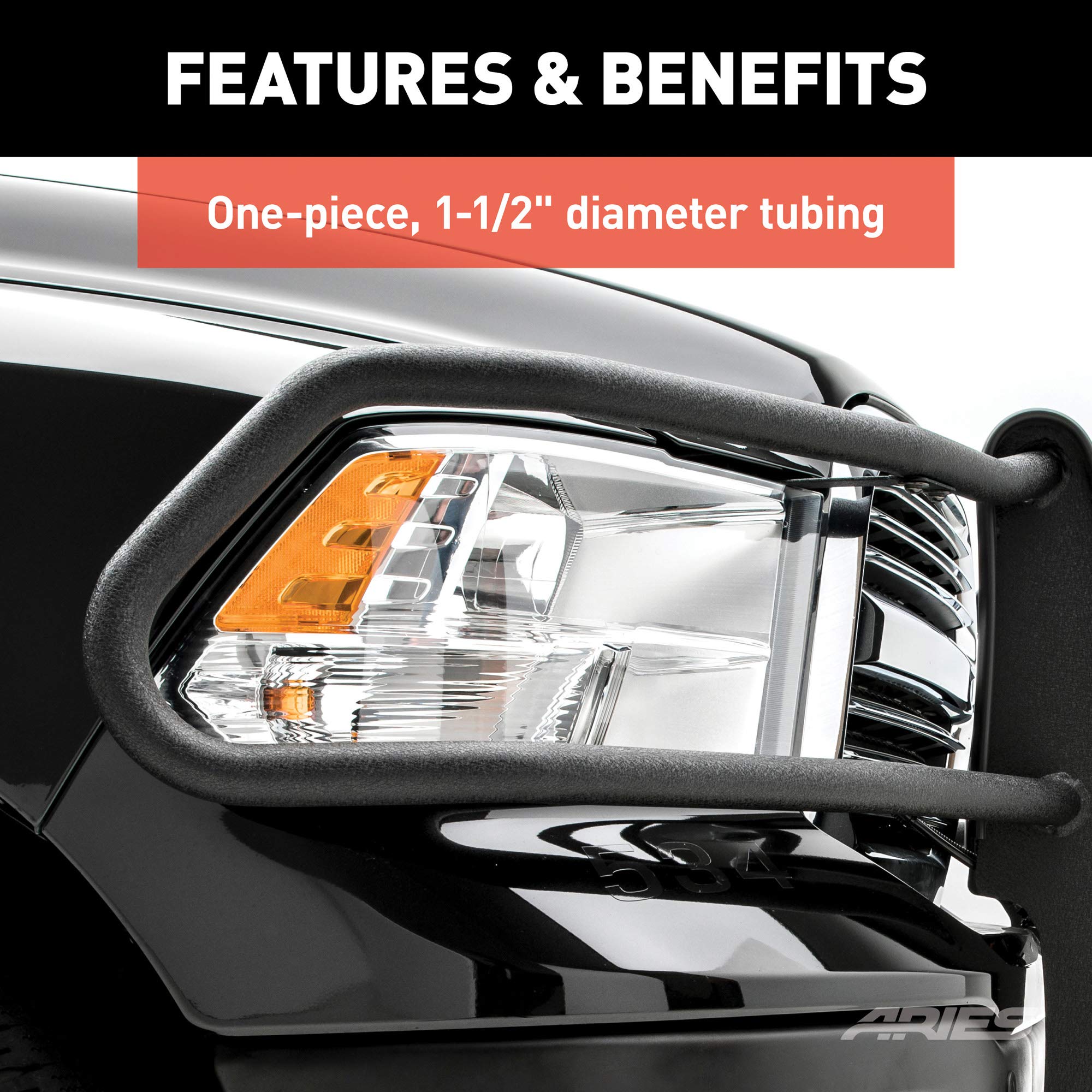 ARIES 2170024 Pro Series Black Steel Grille Guard with LED Light Bar for Chevrolet Silverado 1500 (2014-2023) | Heavy Duty Front Bumper Protection | Off-Road & Truck Accessories
