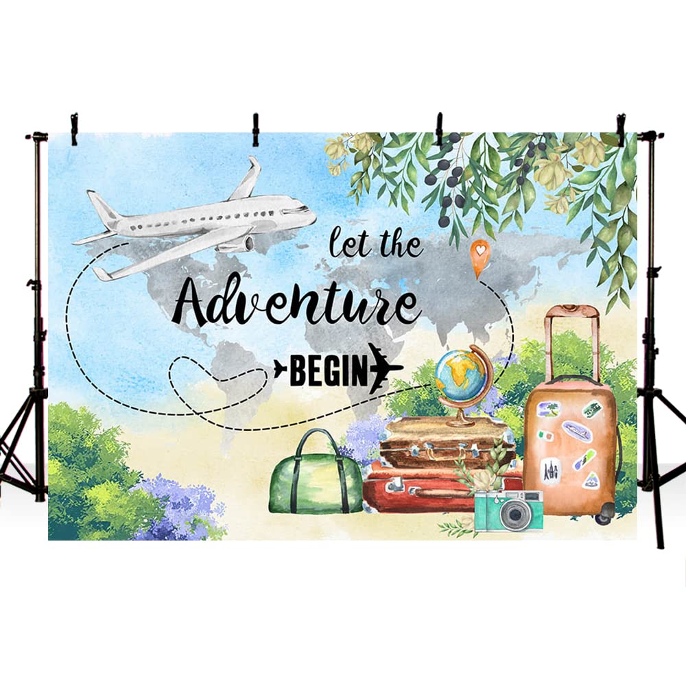 MEHOFOND 10x7ft Baby Shower Backdrop - Adventure Awaits Camper Theme Party Decor for Baby Showers, Birthdays & Weddings | Photography Background & Photo Booth Props | Perfect for Outdoor, Travel & Rustic Celebrations
