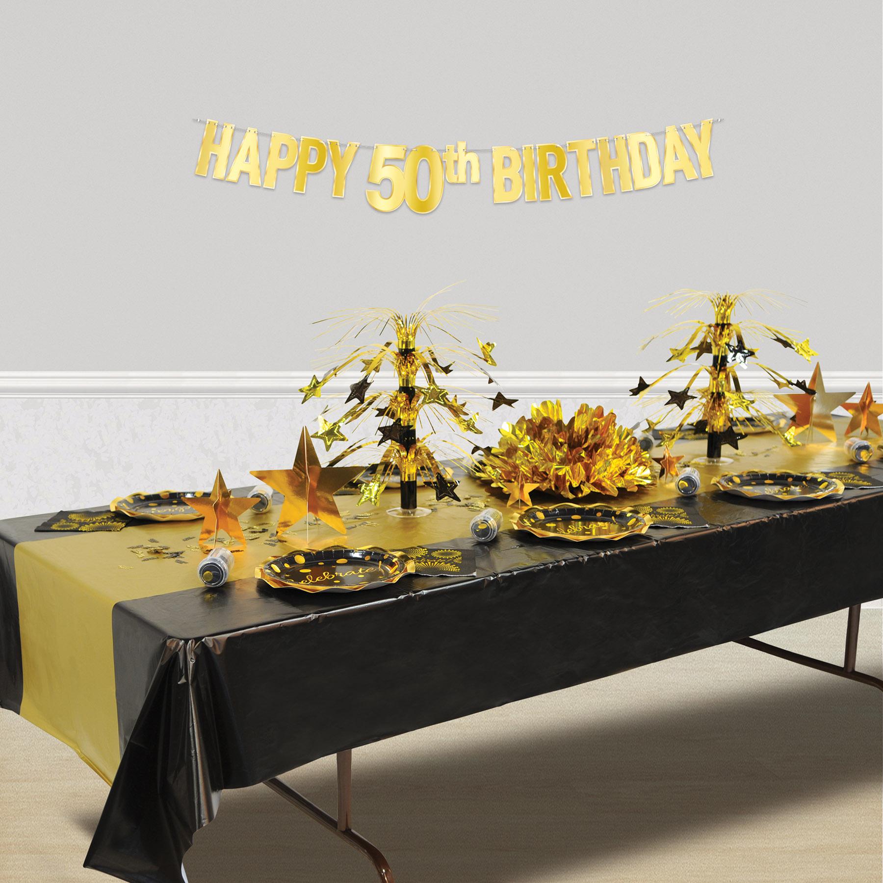 12 Pack Beistle Foil Happy 50th Birthday Party Streamers - Gold & Silver Decorations for Anniversary Celebrations, Retirement Parties & Milestone Events