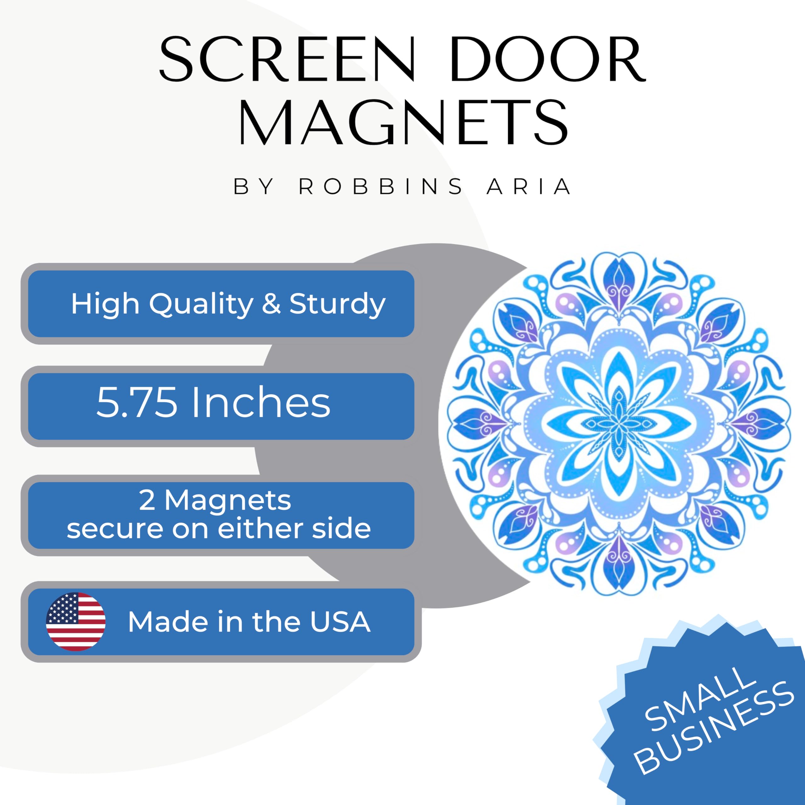 Robbins Aria Magnetic Screen Door Locks - Twist Click & Lock Security for Pets & Kids - Decorative Safety Indicator for Homes & Patios - Perfect for Summer BBQs & Pet Safety