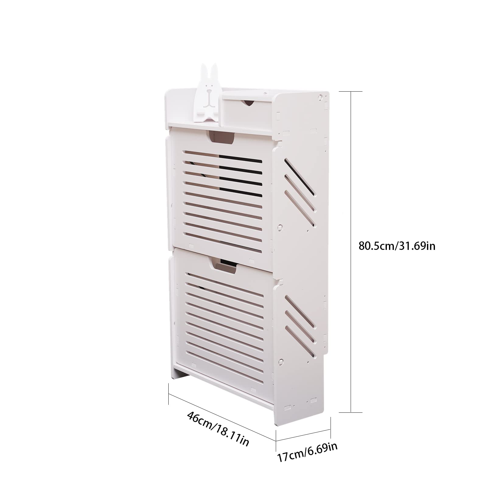 YIYIBYUS 2-Tier Narrow Shoe Cabinet - Multifunctional Space-Saving Shoe Rack Organizer for Entryway, Closet & Small Spaces - Modern Tilt-Out Design for Sneakers, Heels & Slippers - White Storage Solution for Home & Apartment