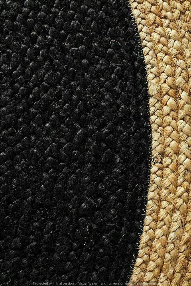 Hand Braided Round Jute Rug - Natural Farmhouse Style Area Rug for Living Room, Bedroom, Kitchen - 2x2 Feet Black Indoor/Outdoor Carpet - Perfect for Boho Decor, Patio Flooring & Cozy Home Accents