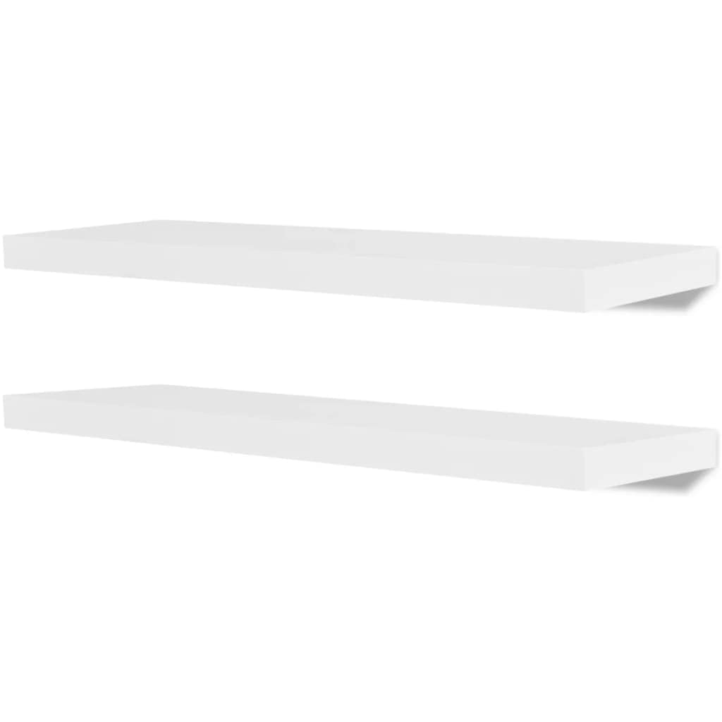 CHARMMA Floating Wall Shelf Set - 2pc MDF Storage for Books & DVDs - Living Room, Bedroom Decor