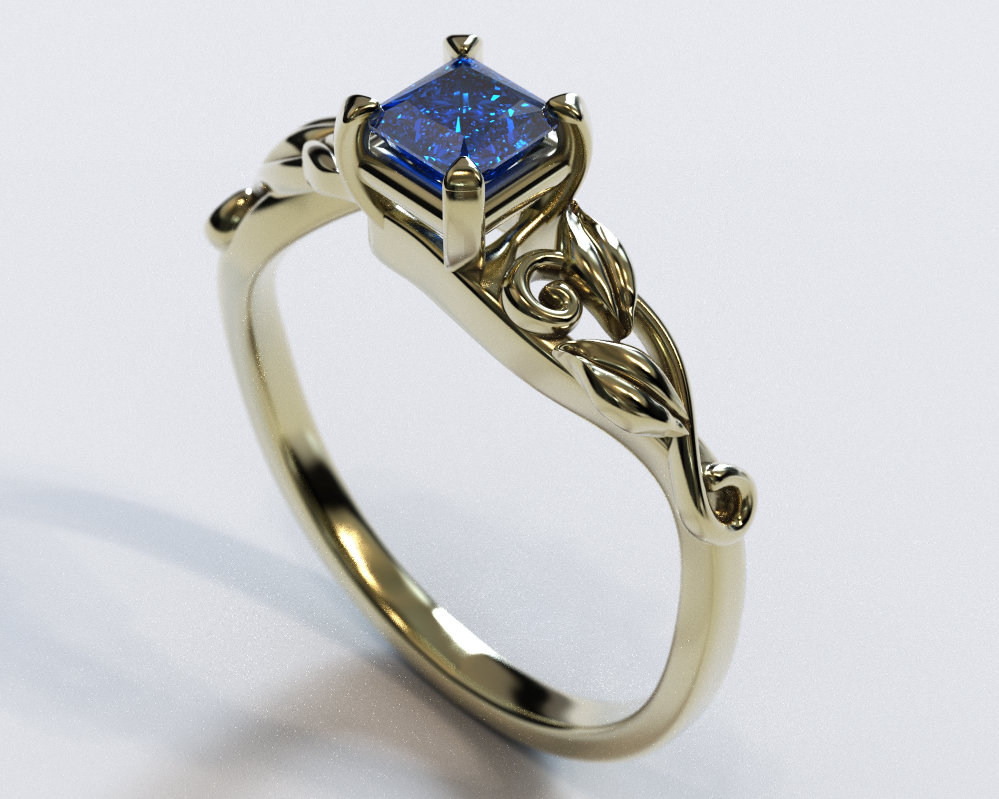 Exquisite Princess Cut Sapphire Engagement Ring - 14K White Gold Vintage Style for Weddings & Proposals | Perfect Gift for Her