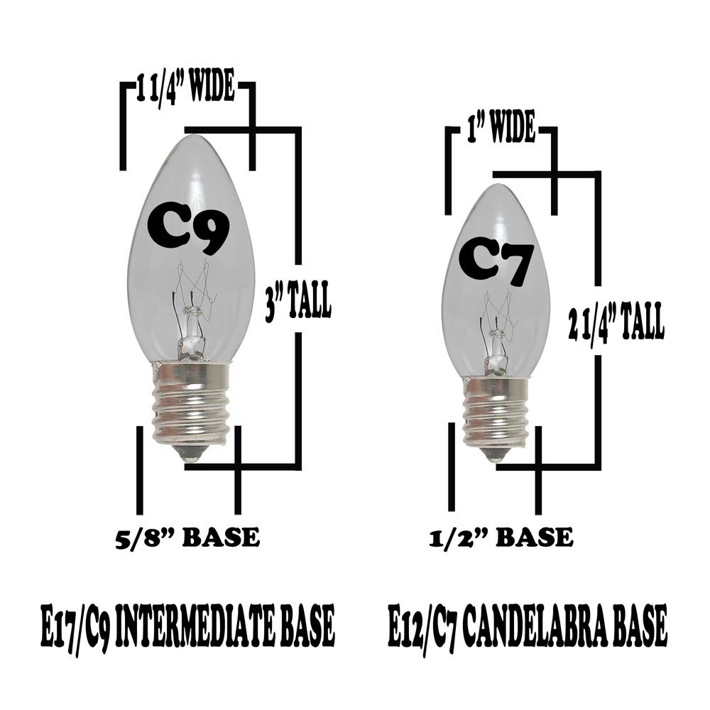 Retro C9 Christmas String Lights - 25 Mini Clear Twinkle Incandescent Bulbs, 25ft White Wire for Indoor & Outdoor Holiday Decor - Perfect for Roof Lines, Patios, Trees & Holiday Party Decorations