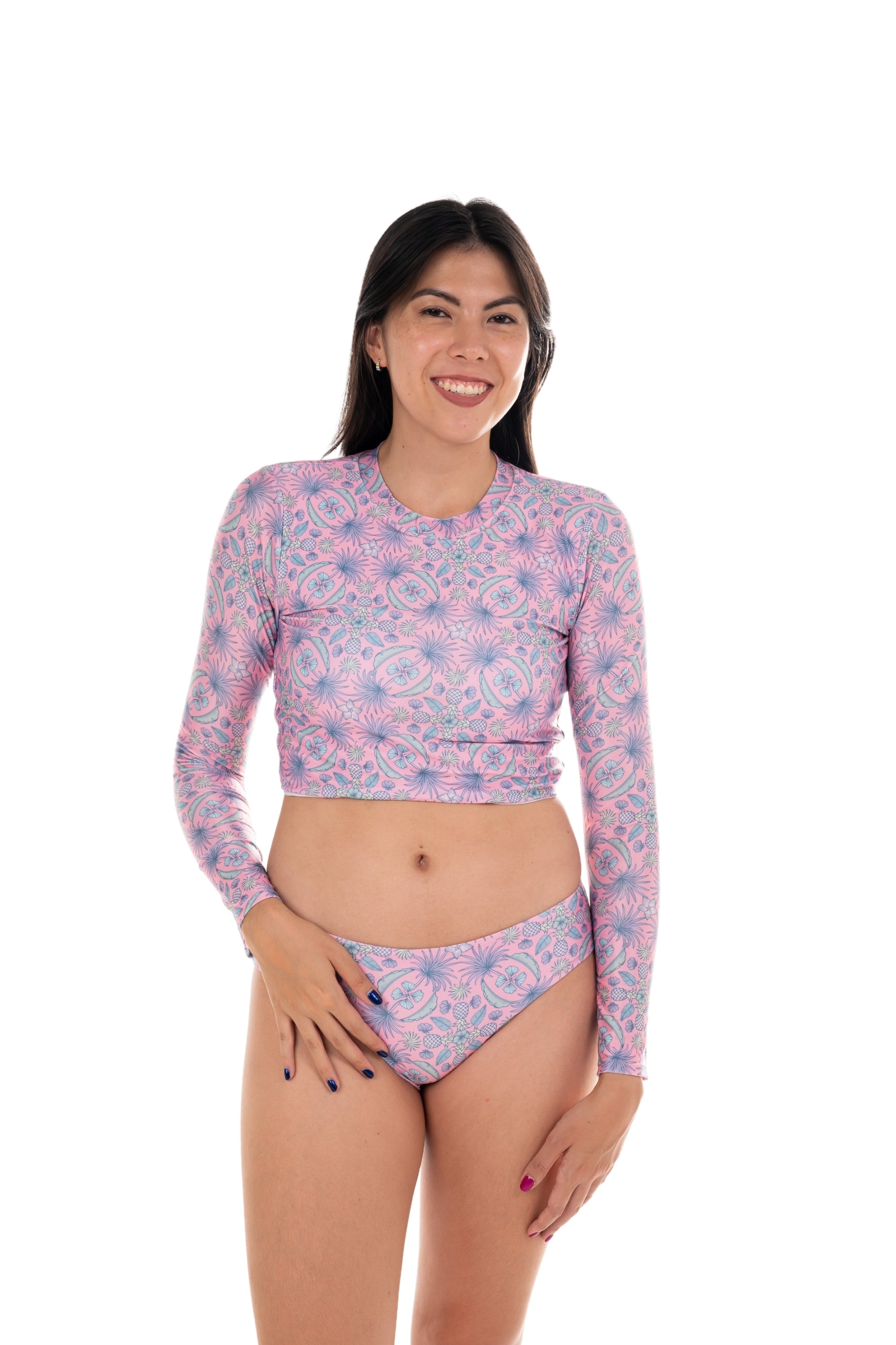 Maui Rash Guard UPF 50+ Sun Protection - Palm Fan Print Long Sleeve Swim Shirt for Men & Women - Perfect for Surfing, Swimming, and Beach Activities