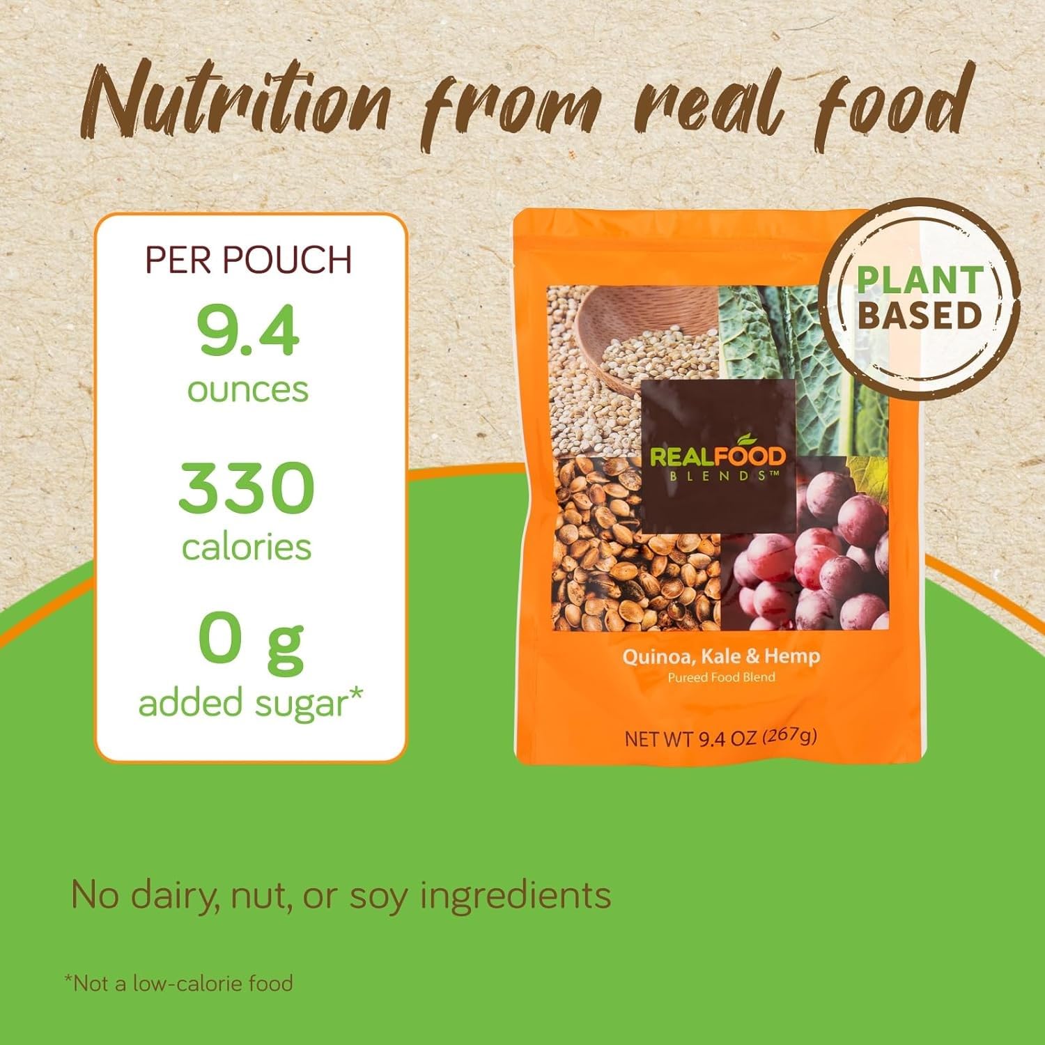 Organic Quinoa, Kale & Hemp Pureed Meals for Tube Feeding - High Protein Plant-Based Nutrition with Vegetables & Fruits - 340 Calorie Meal Replacement for Breakfast, Lunch & Dinner - 9.4 oz (Pack of 12) - Ideal for Elderly Care, Post-Surgery Recovery & Special Dietary Needs