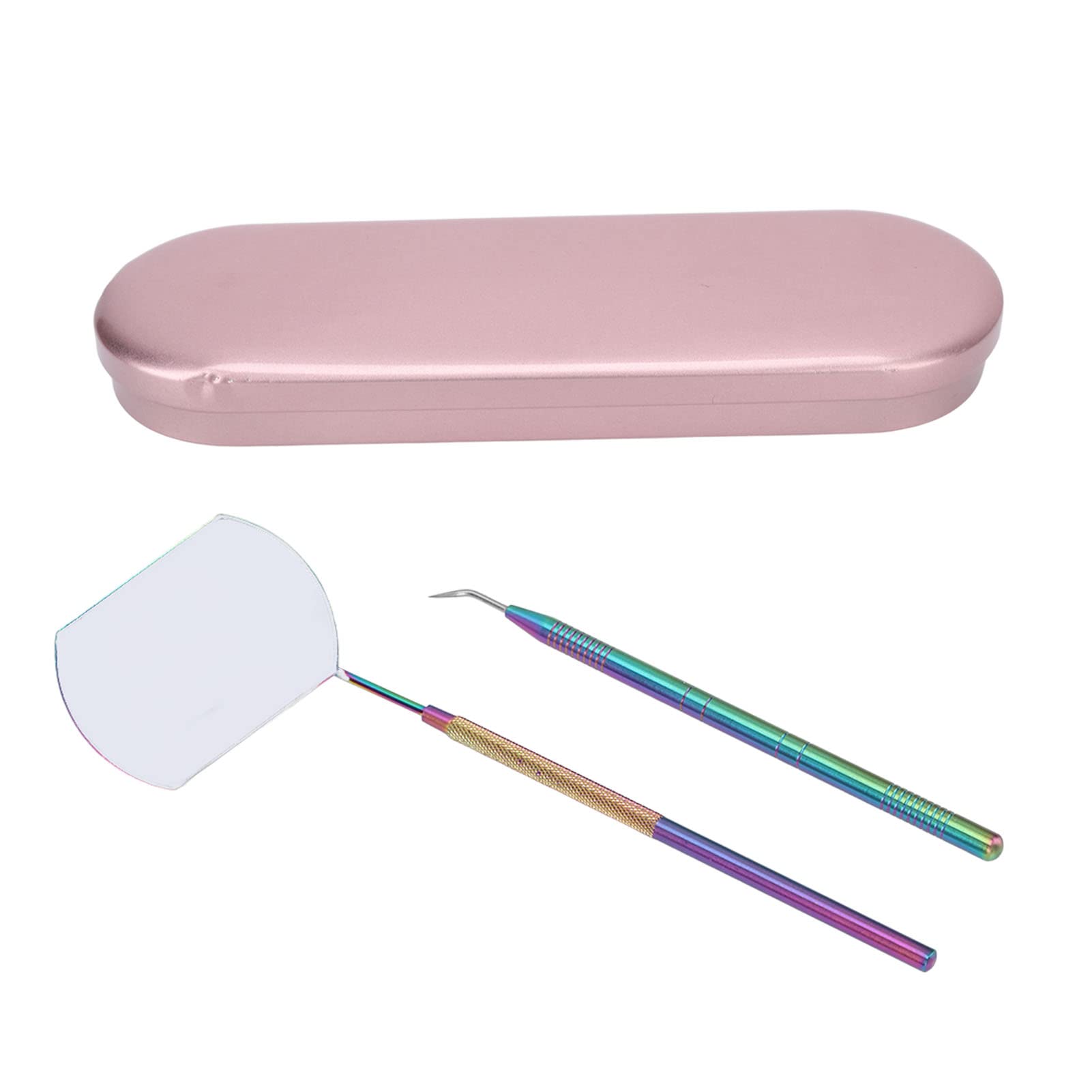 Professional Stainless Steel Eyelash Extension Tweezers Set with Knurled Handle - Detachable Portable Lash Tweezer Kit for Beauty & Personal Care - Includes Glass Mirror for Perfect Lash Application at Home or Salon