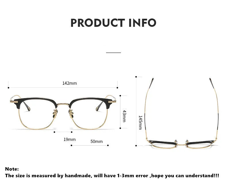 Stylish Aimee Unisex Full Rim Square Titanium Acetate Eyeglasses Frame 980901 - Lightweight & Durable for Work, Reading & Everyday Wear