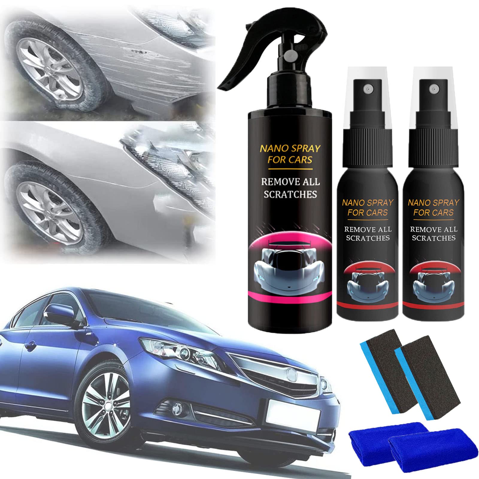 XGBYR Nano Car Scratch Repair Spray - 180ml, Fast & Easy Scratch Remover for Cars, Trucks & Motorcycles - Perfect for DIY Auto Body Touch-Ups & Paint Restoration - Use on Door Dings, Bumper Scratches & Minor Paint Damage