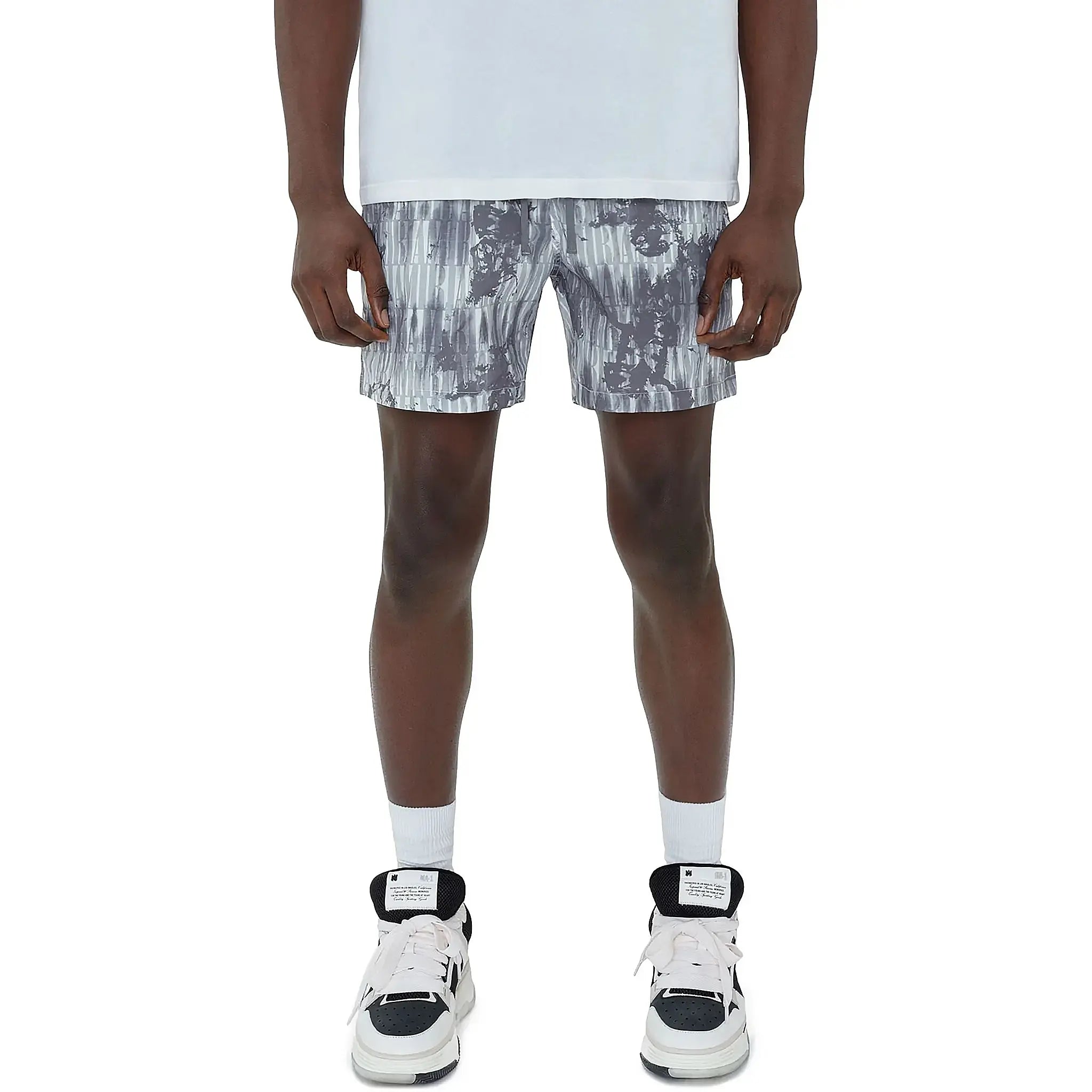 Amiri Tie Dye Grey Swim Shorts for Men - Quick Dry Beach Swimwear with Pockets - Perfect for Swimming, Surfing, and Summer Vacations
