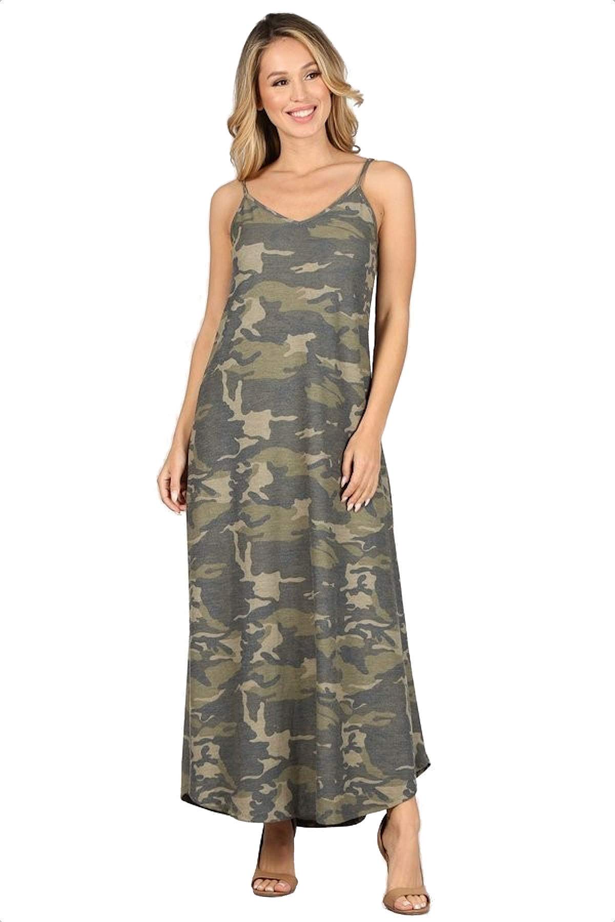 Nyteez Women's Camouflage Print Sleeveless Long Maxi Dress - Perfect for Summer Beach Parties, Evening Events & Casual Outings