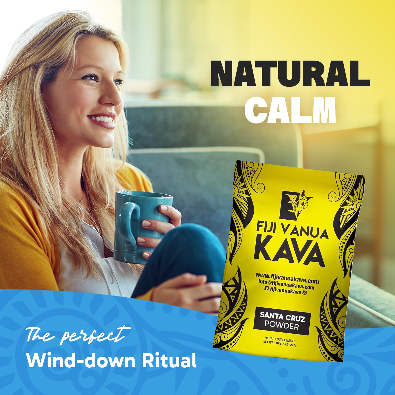 Premium Santa Cruz Kava Powder - Medium Grind Noble Root Powder (8 oz) | Smooth & Creamy Taste, Easy to Prepare | Natural Relaxation Drink for Stress Relief & Social Gatherings