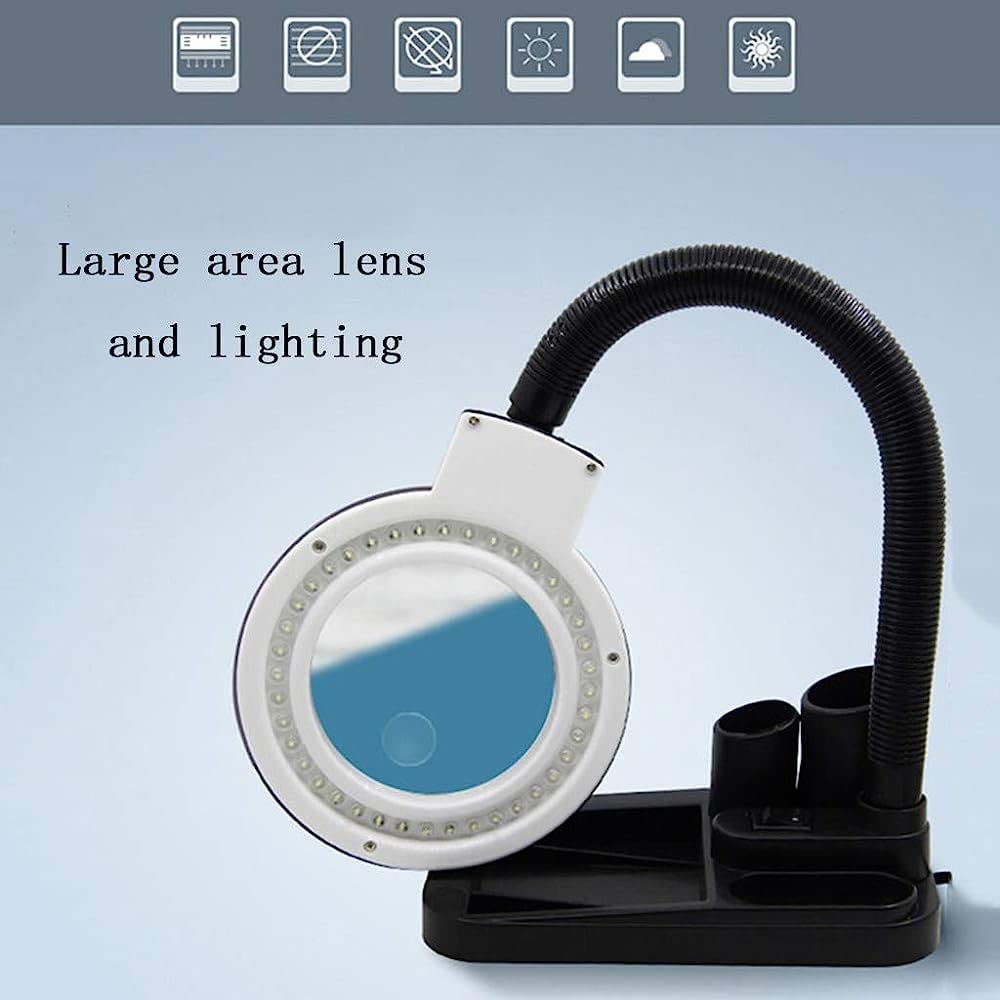 CRODY Magnifying Desk Lamp with 40 LED Lights - 5X/10X Magnification for Reading, Welding, Repair & Crafts - Adjustable Brightness for Elderly & Hobbyists - Perfect for Home, Office & Workshop Use