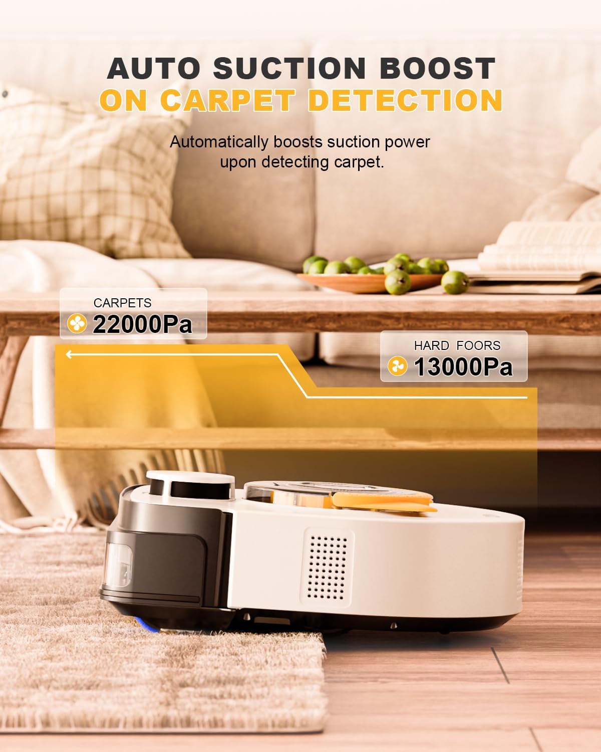 2025 Upgraded Automatic Robot Vacuum Cleaner - 22,000Pa Strong Suction, 4 Adjustable Modes, Bagless Design, Smart Mop & Carpet Cleaning - Perfect for Hardwood Floors, Pet Hair & Large Homes