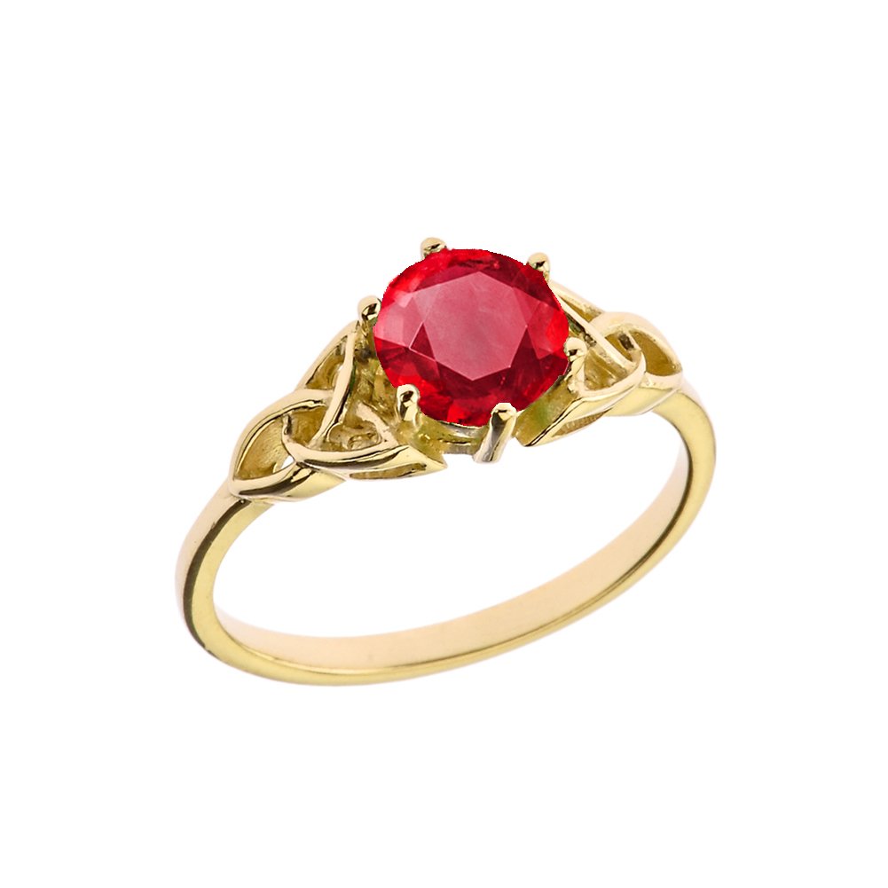 10k Yellow Gold Celtic Trinity Knot Ring with Birthstone - Personalized Engagement & Proposal Ring for Women, Size 6.25 - Perfect for Anniversaries, Weddings & Special Occasions
