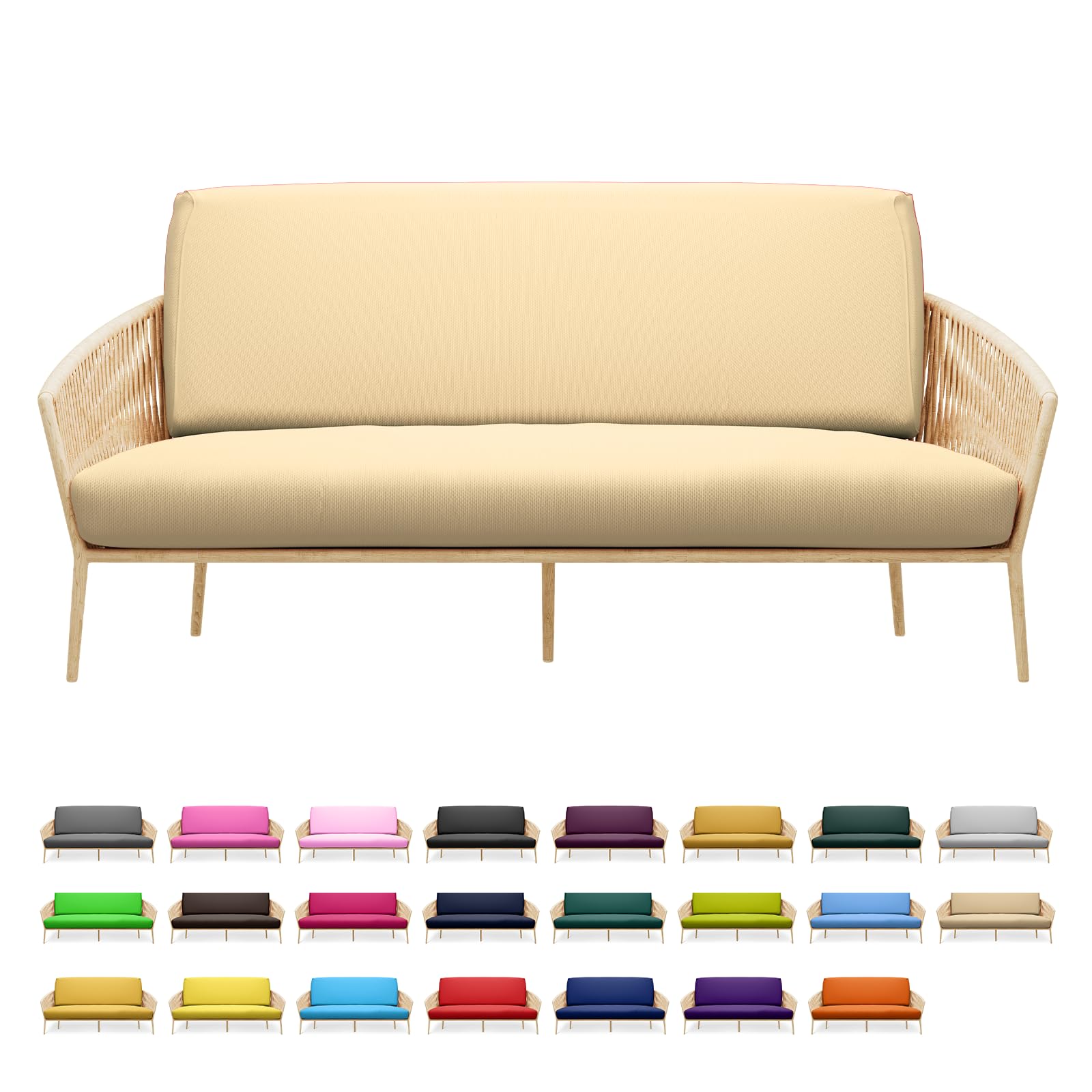 MoNiBloom Twin Futon Cover - Stretchable Armless Sofa Slipcover with Zipper | Washable Furniture Protector for Adults, Kids & Pets | Perfect for Jackknife RV Sofas, Living Rooms & Dorm Decor (Khaki)