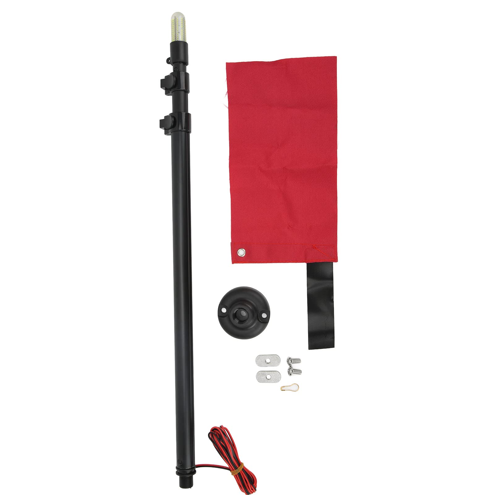 19W Super Bright Waterproof Kayak Safety Flag with LED Light - Red Canoe Safety Flag Set for Marine Boating Accessories | Perfect for Night Kayaking, Canoeing & Water Sports Safety