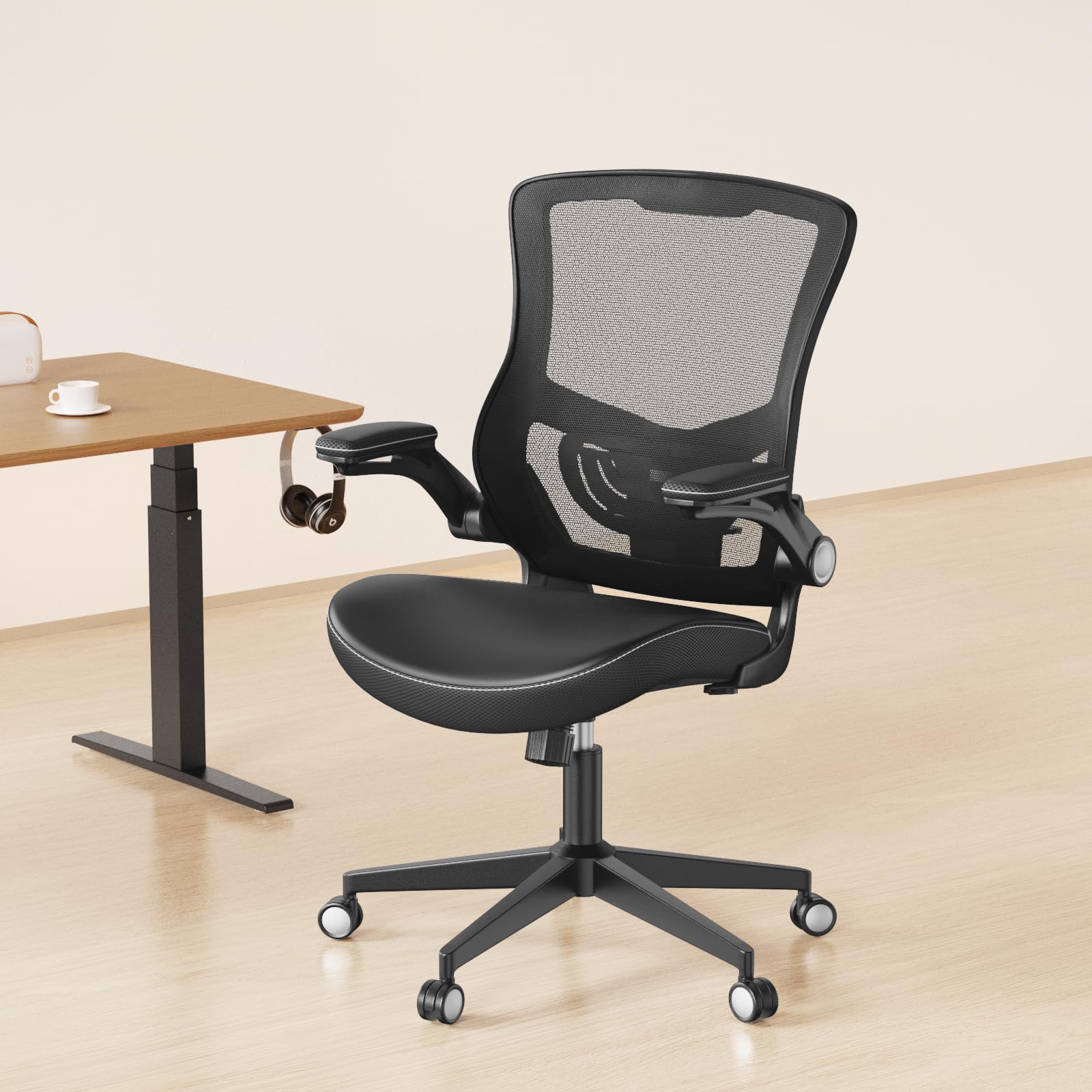 Ergonomic Office Chair with Adjustable Lumbar Support & Flip-Up Armrests - Breathable Mesh Computer Desk Chair for Home Office, Executive Task Chair - Perfect for Long Work Hours, Gaming & Remote Work