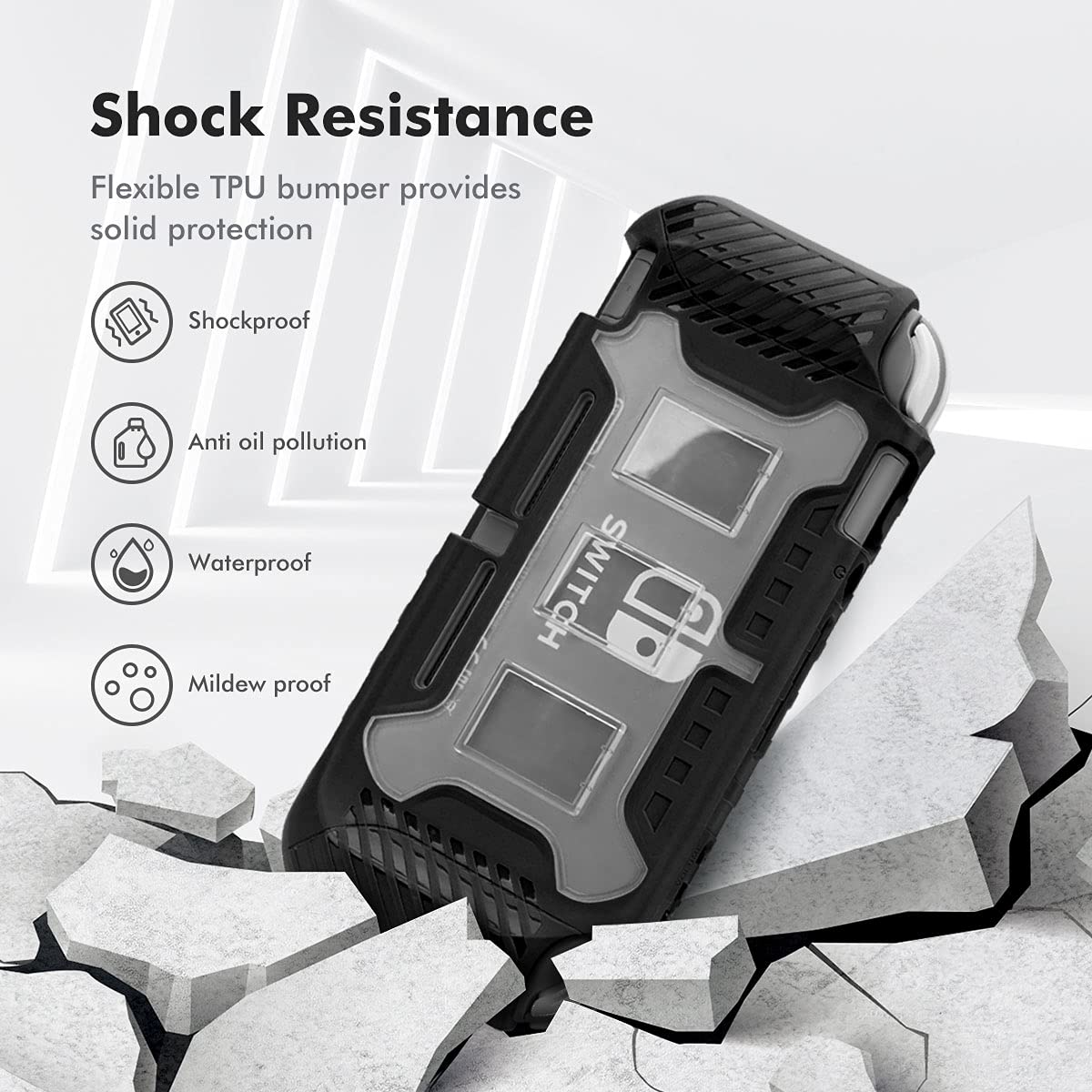 KIWIHOME Protective Hard Case for Nintendo Switch Lite 2019 - Shockproof Grip Cover with Ergonomic Handle & Game Card Storage (Black) | Perfect for Travel, Gaming Sessions & Everyday Protection