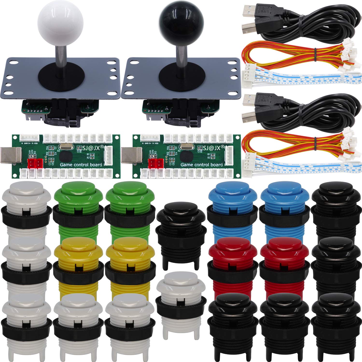 2 Player Arcade DIY Kit with Microswitch Buttons, 4/8-Way Joystick & Zero Delay USB Encoder - Compatible with PC, MAME, Raspberry Pi, Retropie - Perfect for Home Arcade Setup & Gaming Consoles