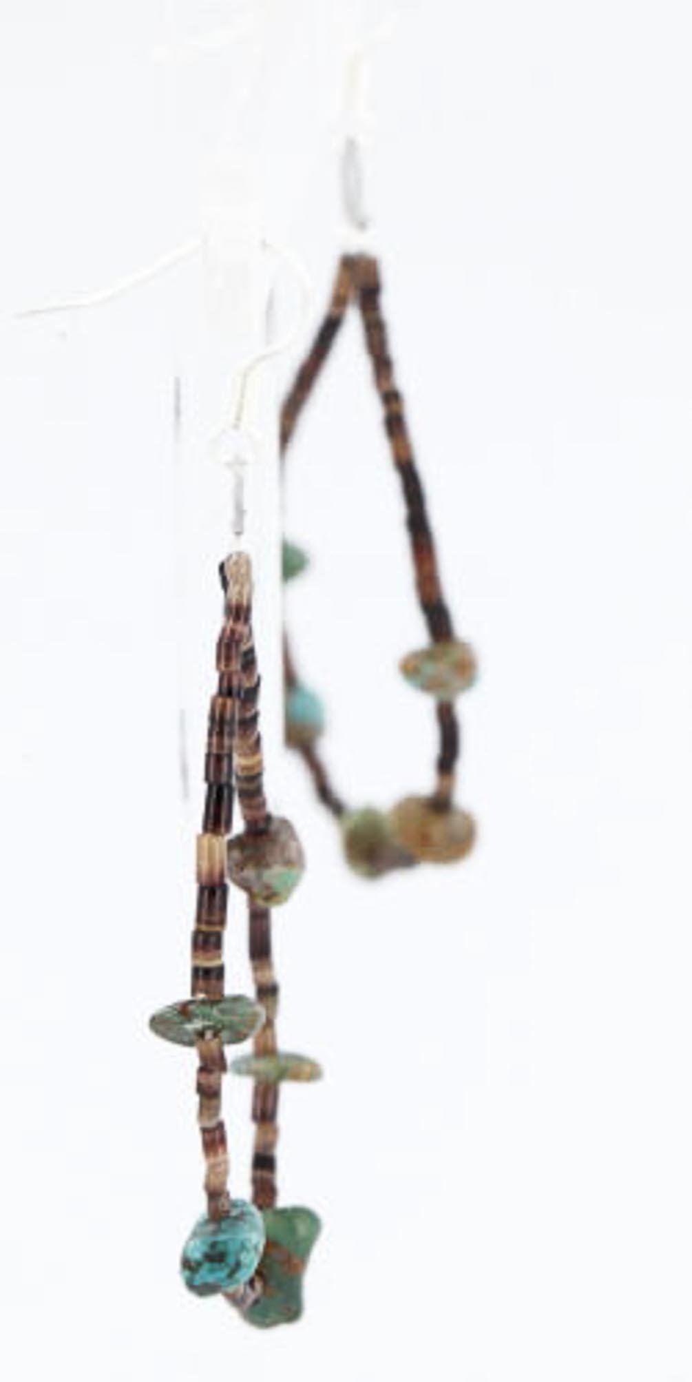 Authentic Navajo .925 Sterling Silver Turquoise Hoop Earrings - Native American Handmade Jewelry for Women, Gift for Her, Boho Chic Style, Perfect for Parties & Special Occasions