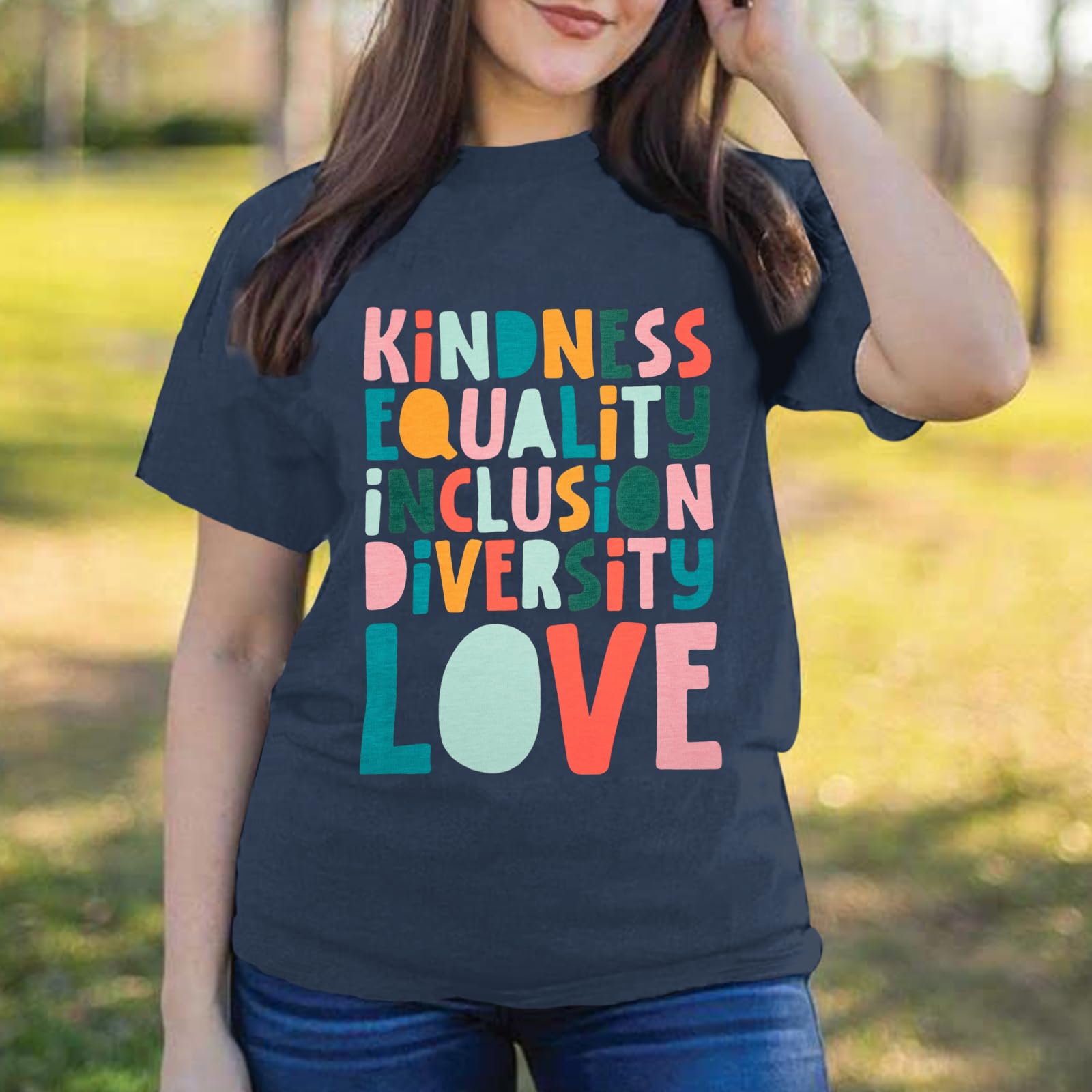 Oversized Kindness Graphic Teacher T-Shirts for Women - Funny Cute Cotton Tees, Loose Fit Aesthetic School Counselor Tops - Perfect for Teacher Appreciation Week, Classroom Wear & Casual Outfits