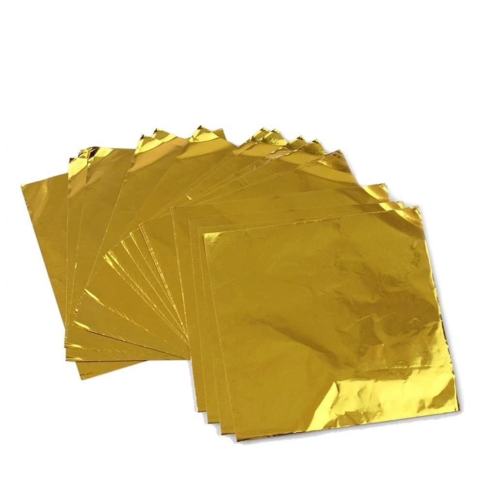 Wowagoga 300 Pcs Gold Foil Candy Wrappers - 6x6 Inches Aluminum Foil Sheets for Homemade Chocolates, Candy Making, Gift Wrapping & Party Decorations (Perfect for Weddings, Birthdays & Holiday Treats)