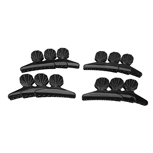 12-Piece Non-Slip Professional Hair Styling Clips - Strong Grip Sectioning Hair Clamps for Salon, Barber & Home Use - Perfect for Cutting, Coloring & Styling (Black)