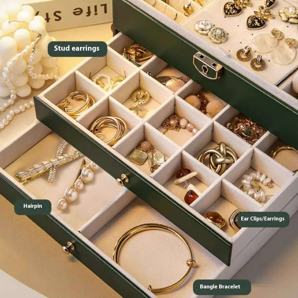 3 Layer Waterproof Jewelry Organizer Box for Necklaces & Rings | Travel-Friendly Storage Case | Perfect for Travel, Home, and Gift Giving