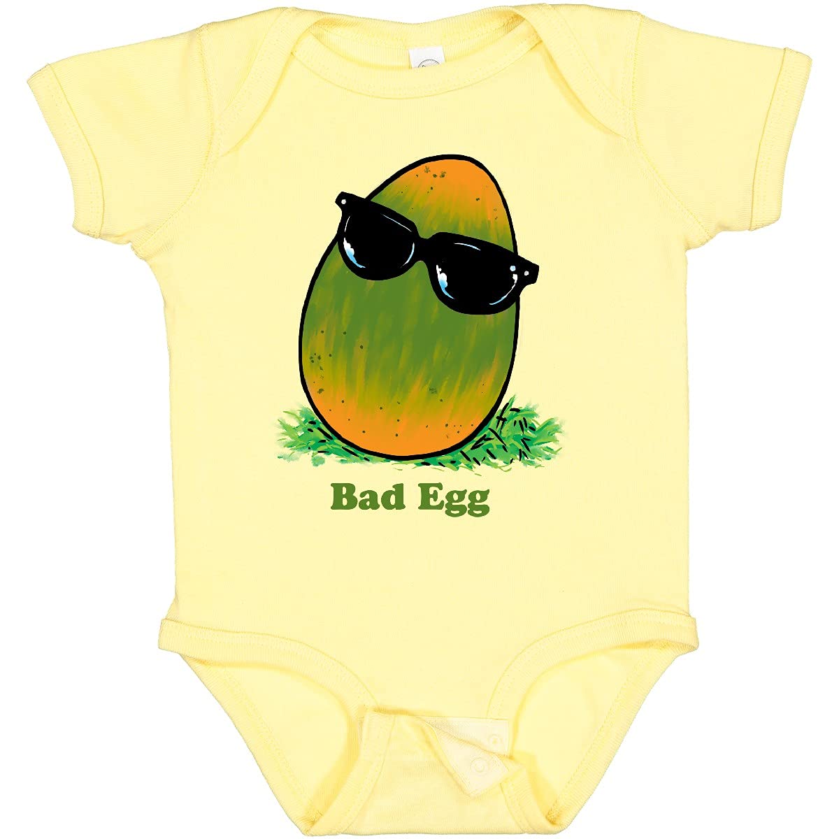 Inktastic Easter Green and Yellow Bad Egg with Sunglasses Baby Bodysuit - Cute Easter Outfit for Infants, Funny Holiday Onesie for Boys & Girls, Perfect for Easter Photos & Family Gatherings