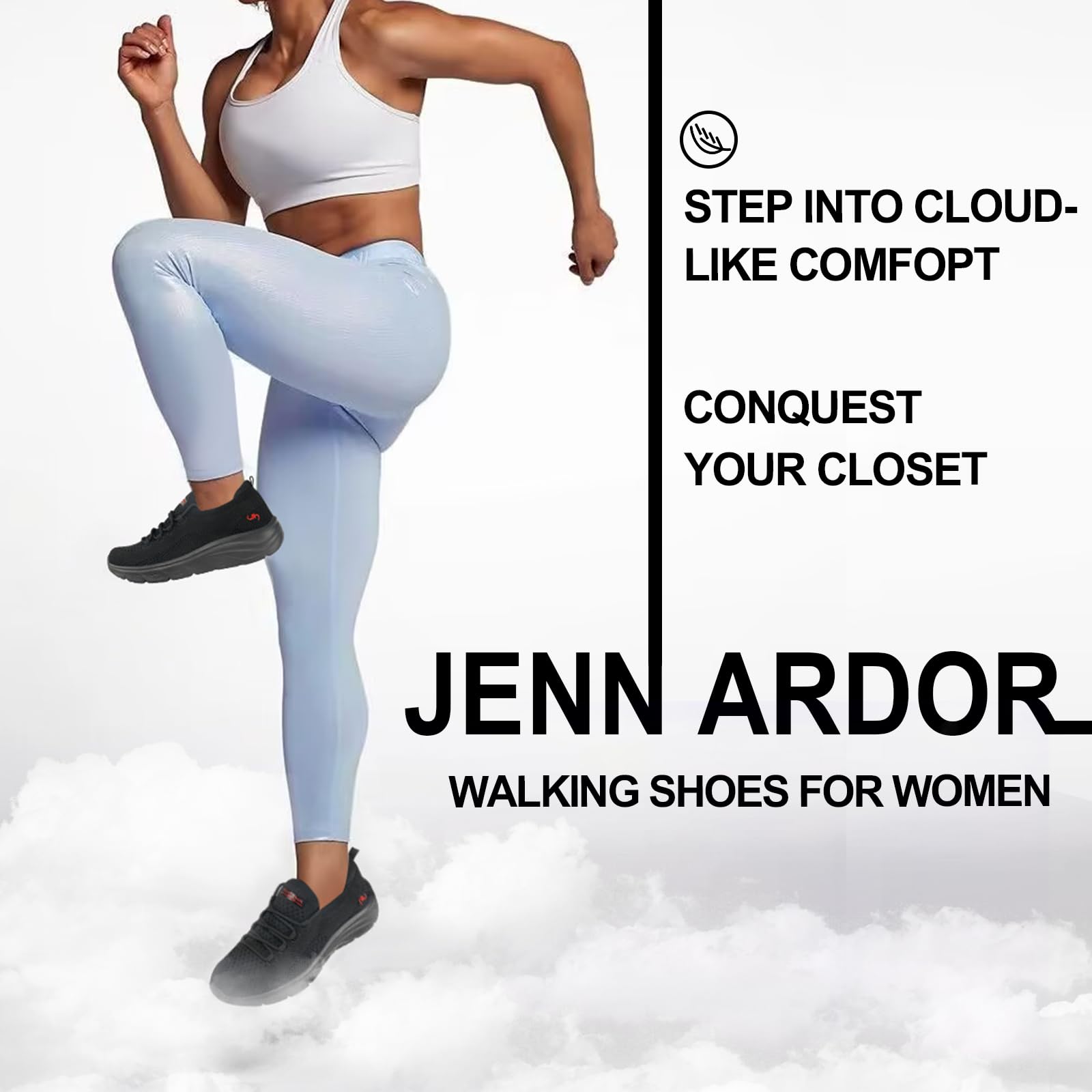 JENN ARDOR Women's Slip-On Walking Shoes - Lightweight Athletic Sneakers for Running, Tennis & Casual Wear - Anti-Slip Elastic Sock Design - Perfect for Gym, Travel & Everyday Comfort