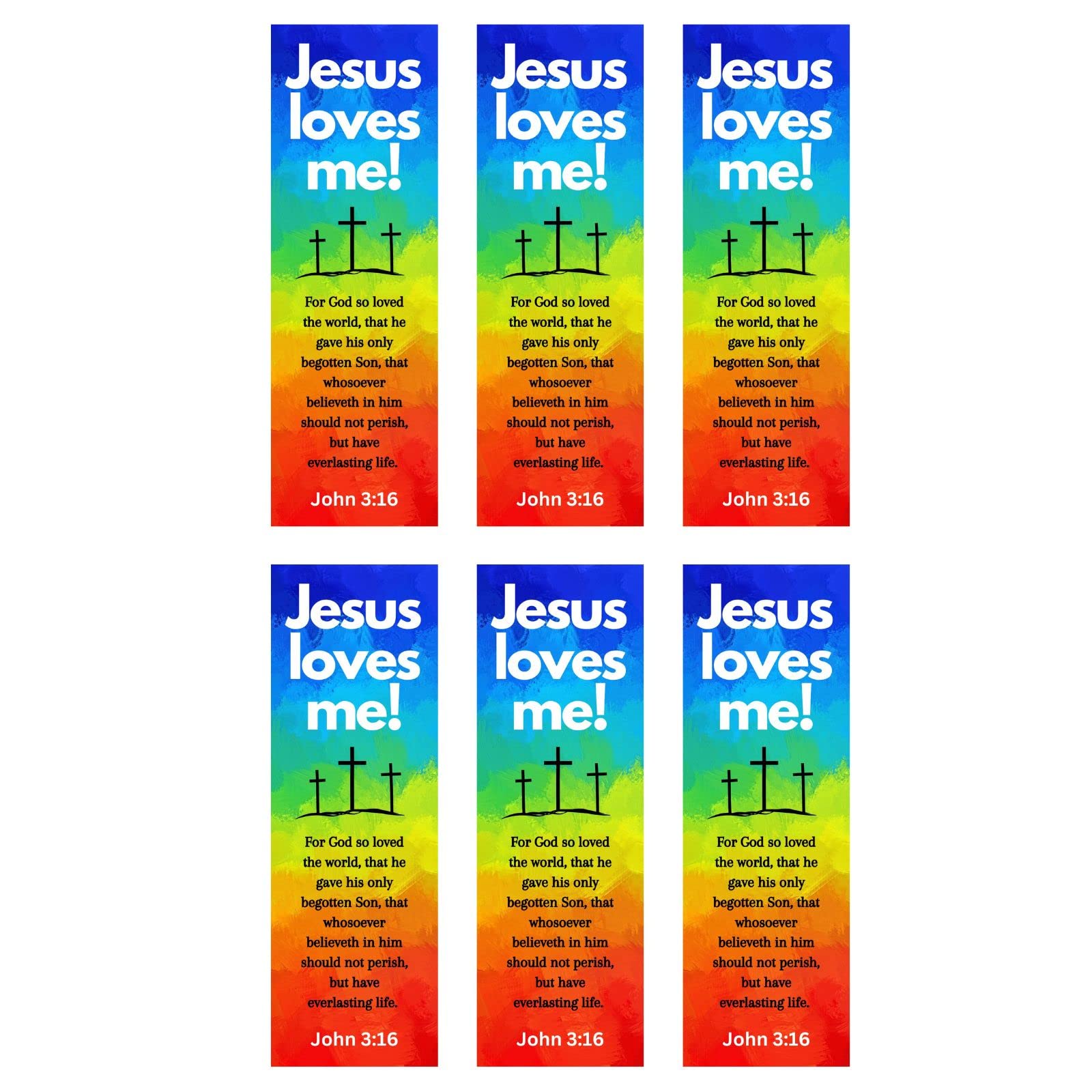 Jesus Loves Me Bookmarks - John 3:16 Bible Verse Religious Bookmark Set | Premium USA-Made Mega Pack (100 Count) | Rainbow Cross Design for Kids, VBS, Sunday School & Bible Study Gifts