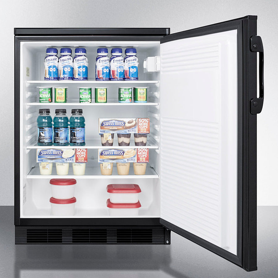 Accucold 24 Inch Wide All Refrigerator with Front Lock & Black Exterior - FF7LBLK | Energy Efficient Compact Fridge for Offices, Dorms, Garages & Small Spaces