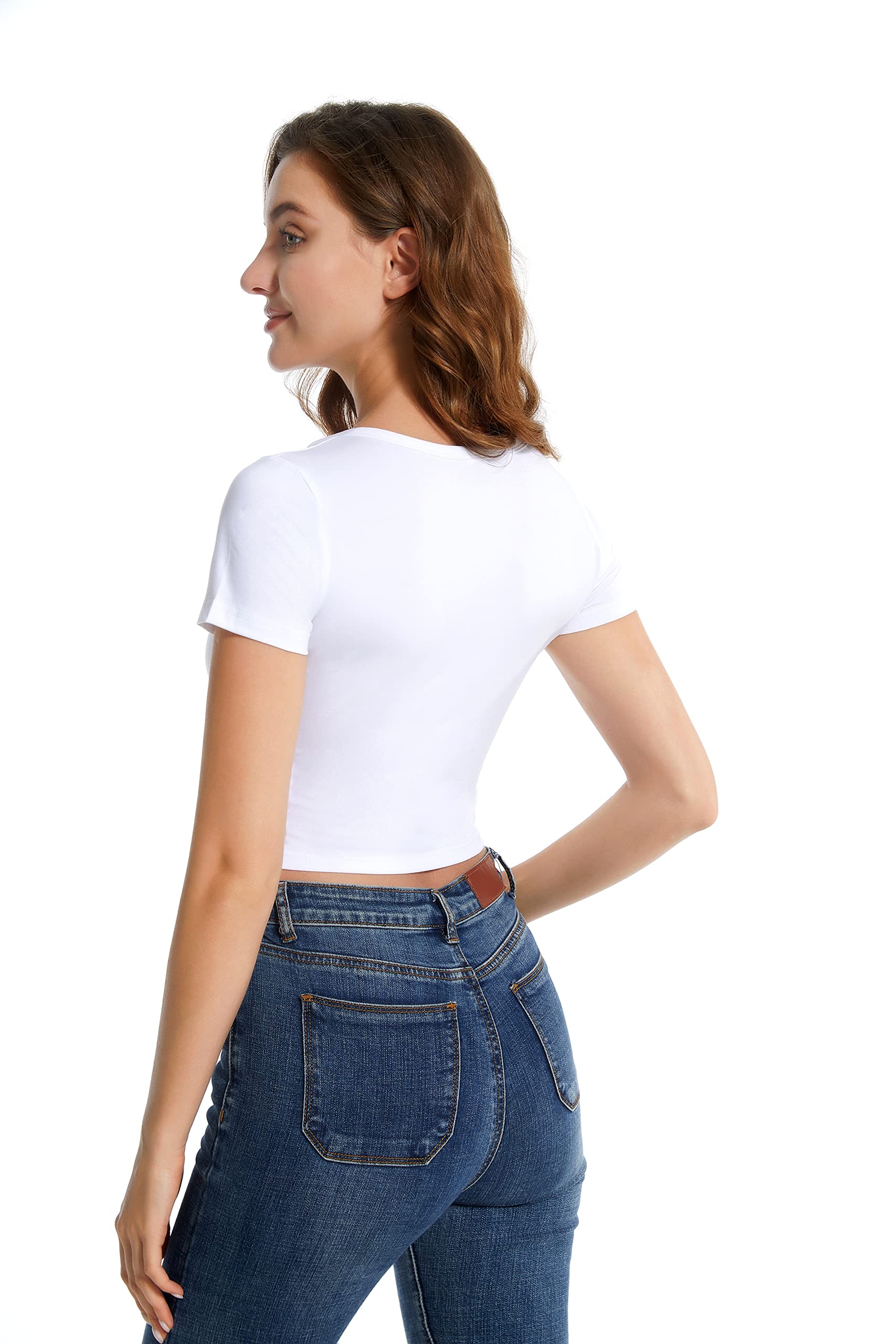 Women's Cotton Scoop Neck Short Sleeve Crop Top - Summer Fashion T-Shirt for Plus Size & Girls - Perfect for Beach, Casual Wear & Street Style