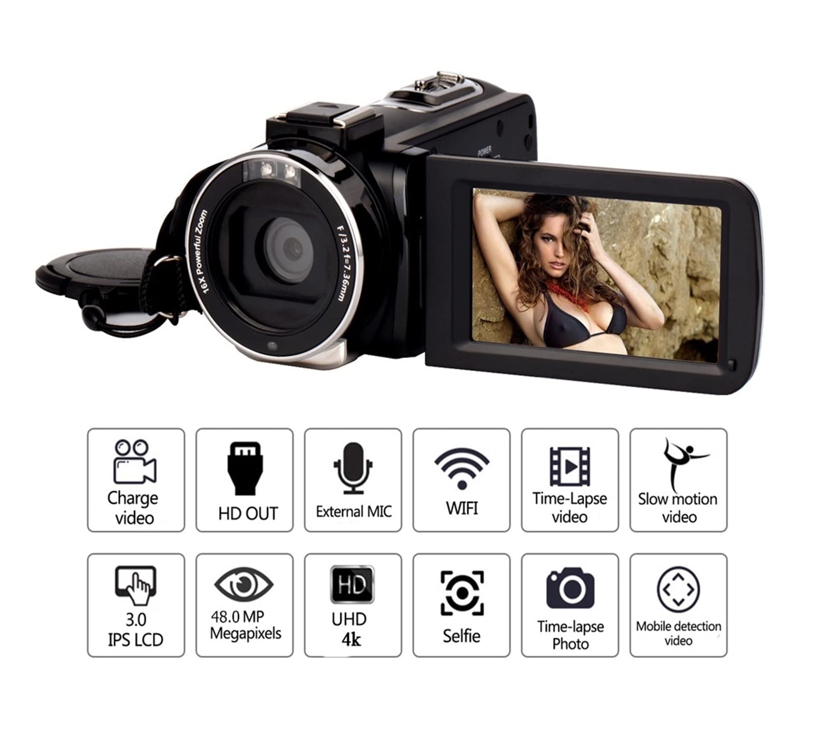 BODORME 4K Night Vision Camera with Infrared, Slow Motion & Loop Recording - 64GB SD Card Included - Perfect for Vlogging, Home Security, and Outdoor Adventures