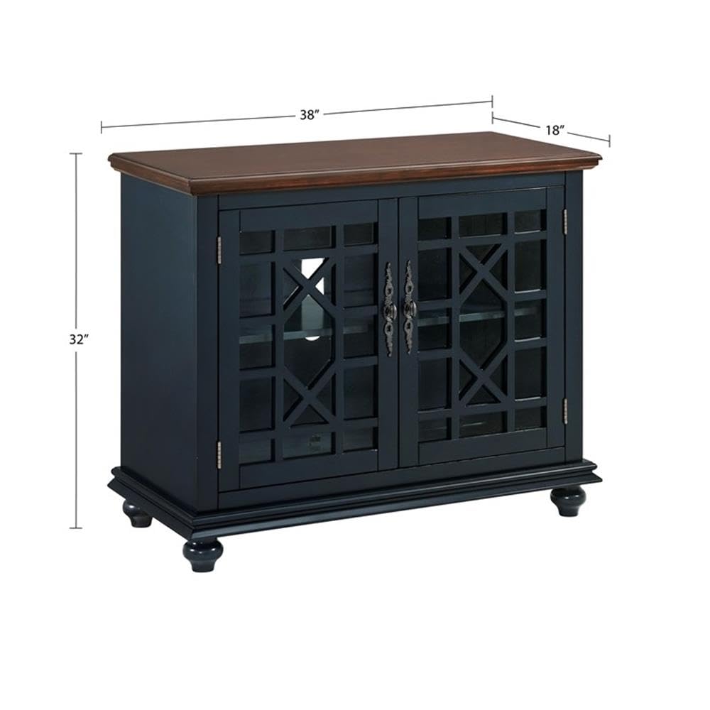 Martin Svensson Home Elegant Small Spaces TV Stand - Blue with Coffee Walnut Top - Perfect for Apartments, Dorms & Cozy Living Rooms