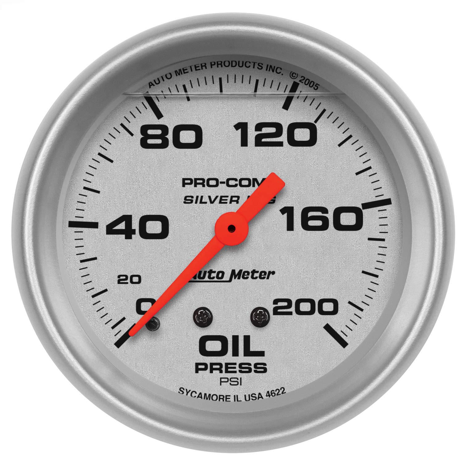 Auto Meter 4622 Silver LFGs Oil Pressure Gauge - 2-1/16