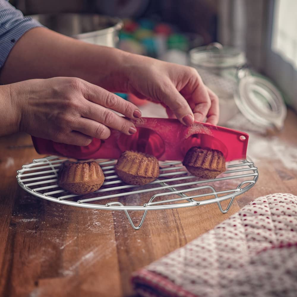 P&P CHEF Stainless Steel Cooking Rack - 2 Pack Round Baking Rack for Air Fryer, Pressure Cooker, Oven - Perfect for Steaming, Cooling & Baking - Dishwasher Safe 7.5 Inch - Ideal for Meal Prep, Roasting Veggies & Reheating Leftovers