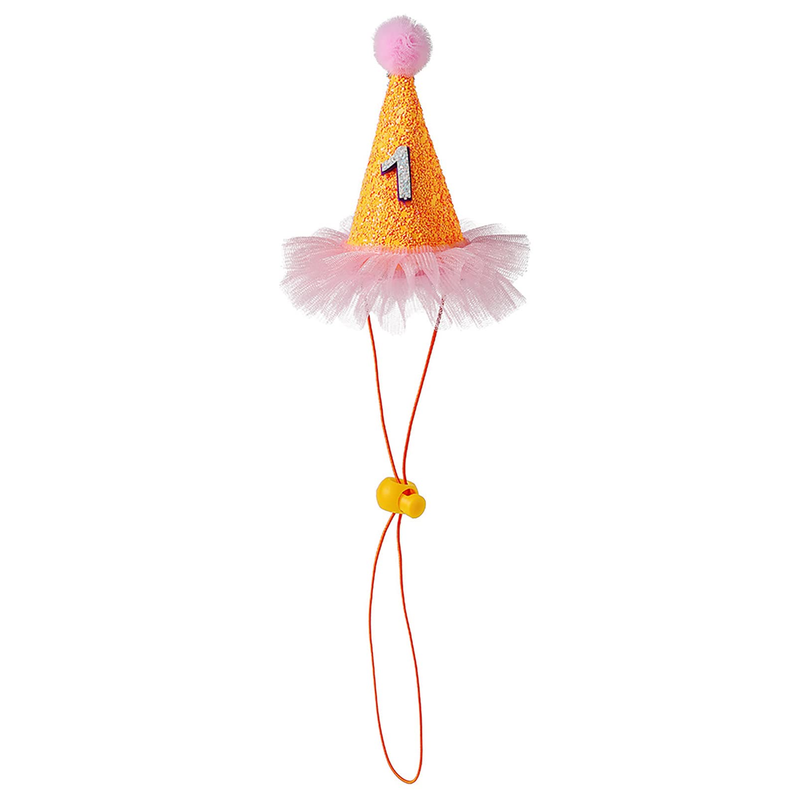 Cute Dog Birthday Hat - Adjustable Pet Party Hat for Small & Large Dogs - Orange Pet Costume Accessory for Birthday Photos & Celebrations