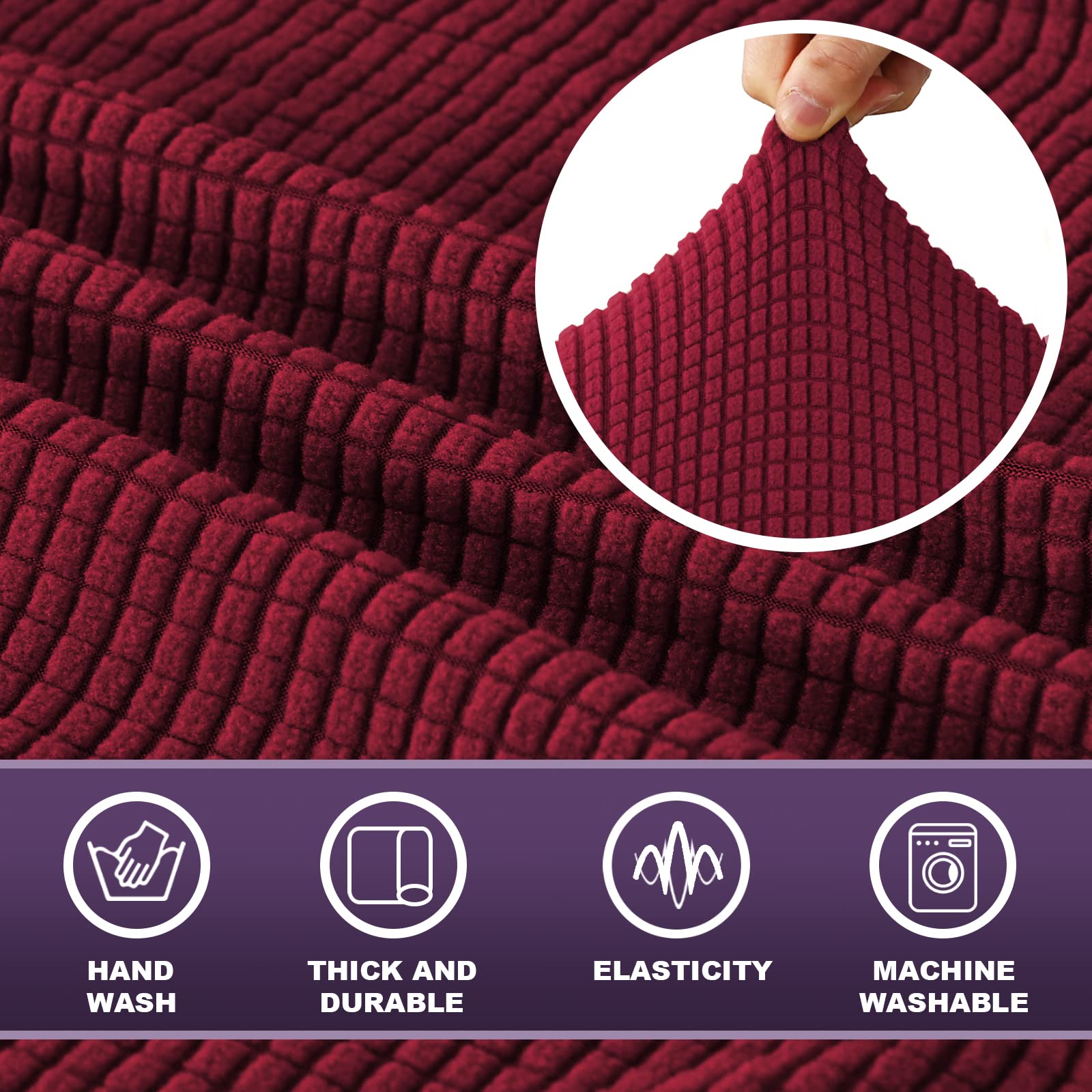 Stretch Recliner Chair Cover 1-Piece Sofa Slipcover with Elastic Bottom - Washable Furniture Protector, Non-Slip Couch Cover for Dogs & Pets - Fits Recliners (Wine Red) - Perfect for Living Room, Home Theater & Pet-Friendly Spaces