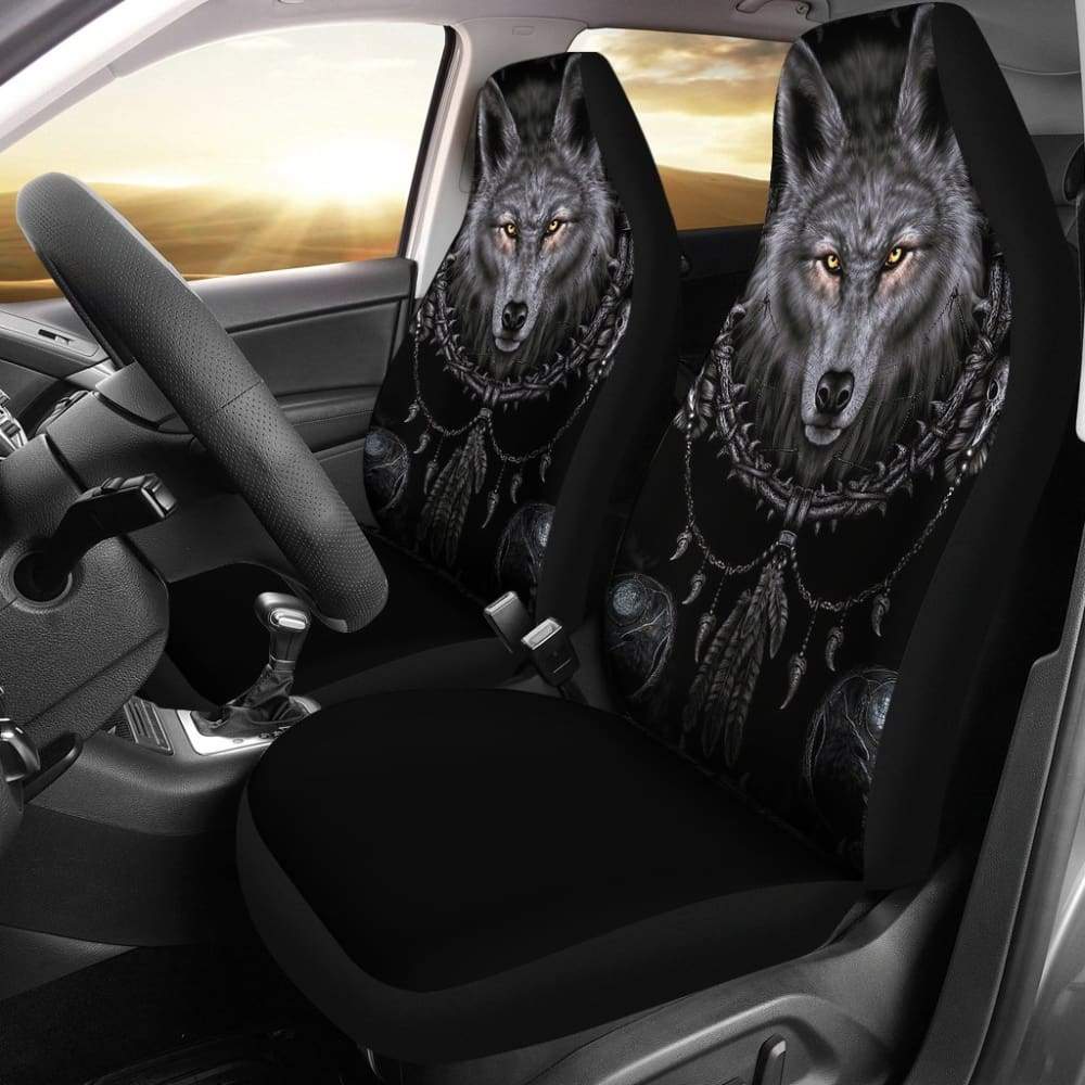 Bohemian Wolf Print Car Seat Covers for Cars & Trucks - Stylish & Durable Universal Fit - Protects Upholstery from Pets, Spills & Wear - Perfect for Road Trips & Daily Commutes