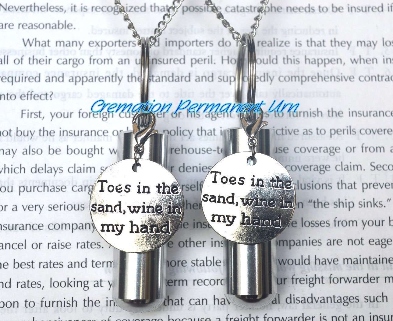 Toes in The Sand, Wine in My Hand Cremation Necklace - Memorial Keepsake Urn Pendant for Ashes - Sympathy Jewelry for Loss of Loved One - Perfect for Beach Memorials & Healing Moments